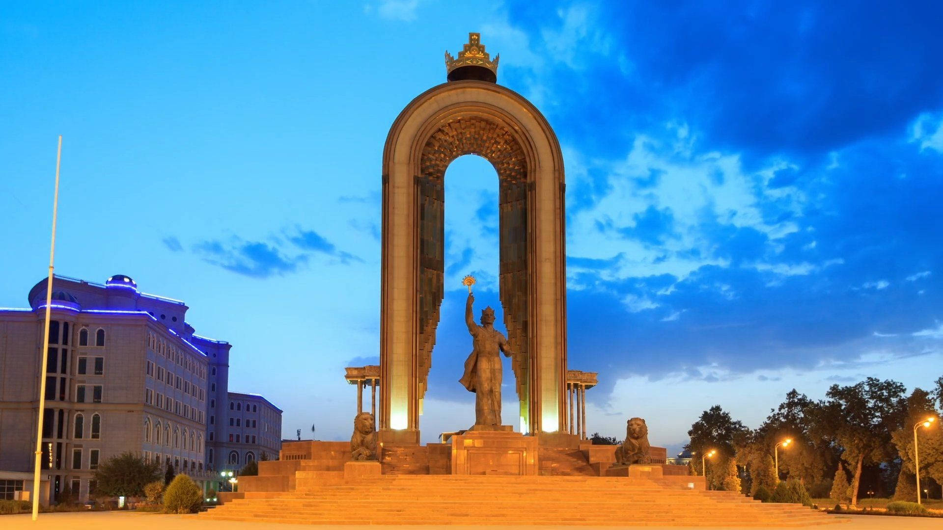 Tajikistan Monument And Blue Sky
