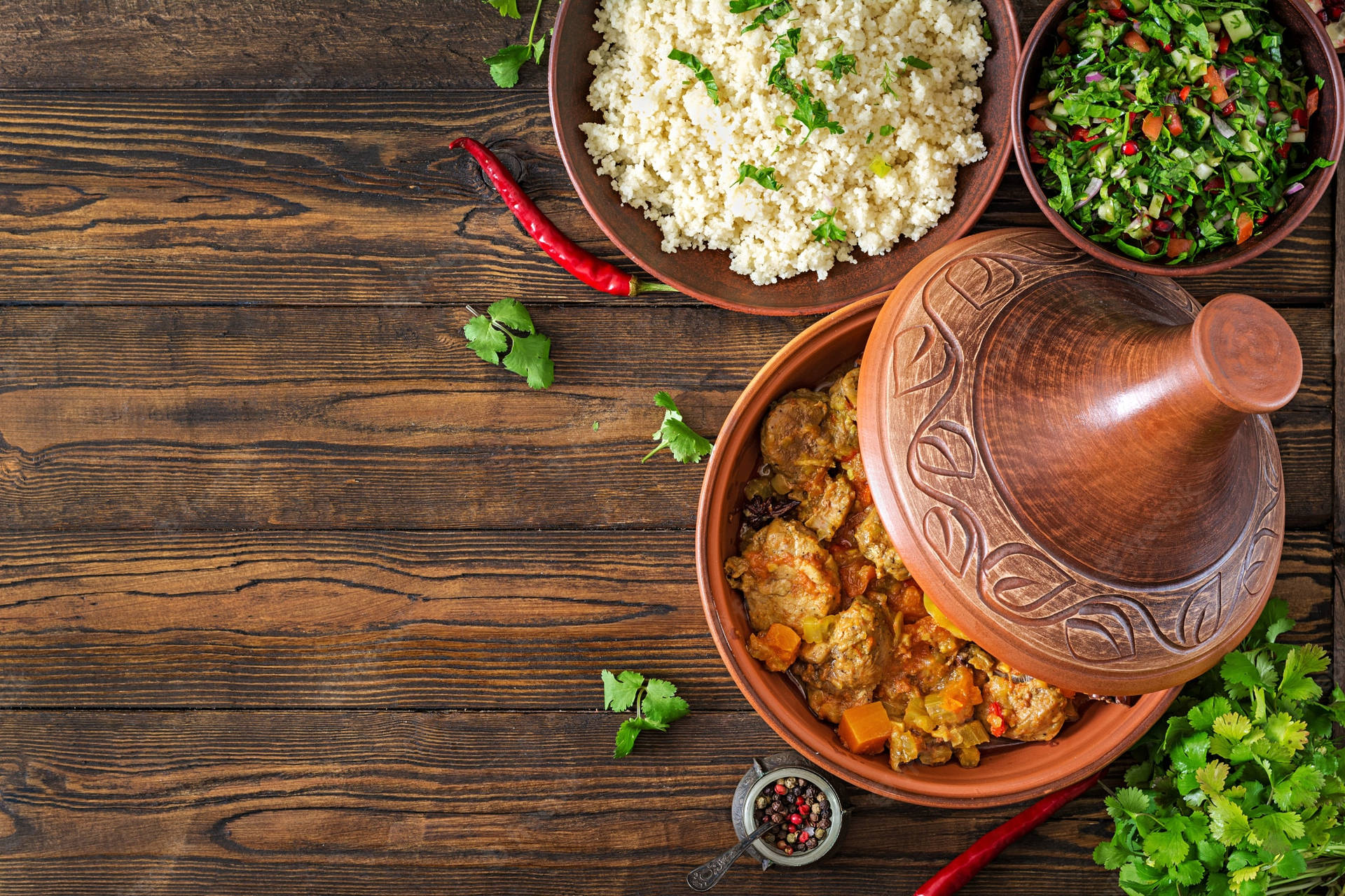 Tajine With Rice And Herbs Background