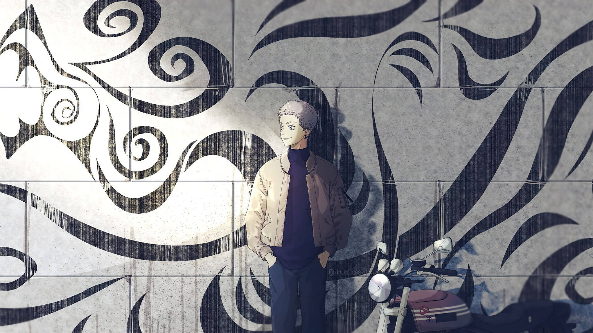Takashi From Tokyo Revengers Manga Wearing Jacket Background