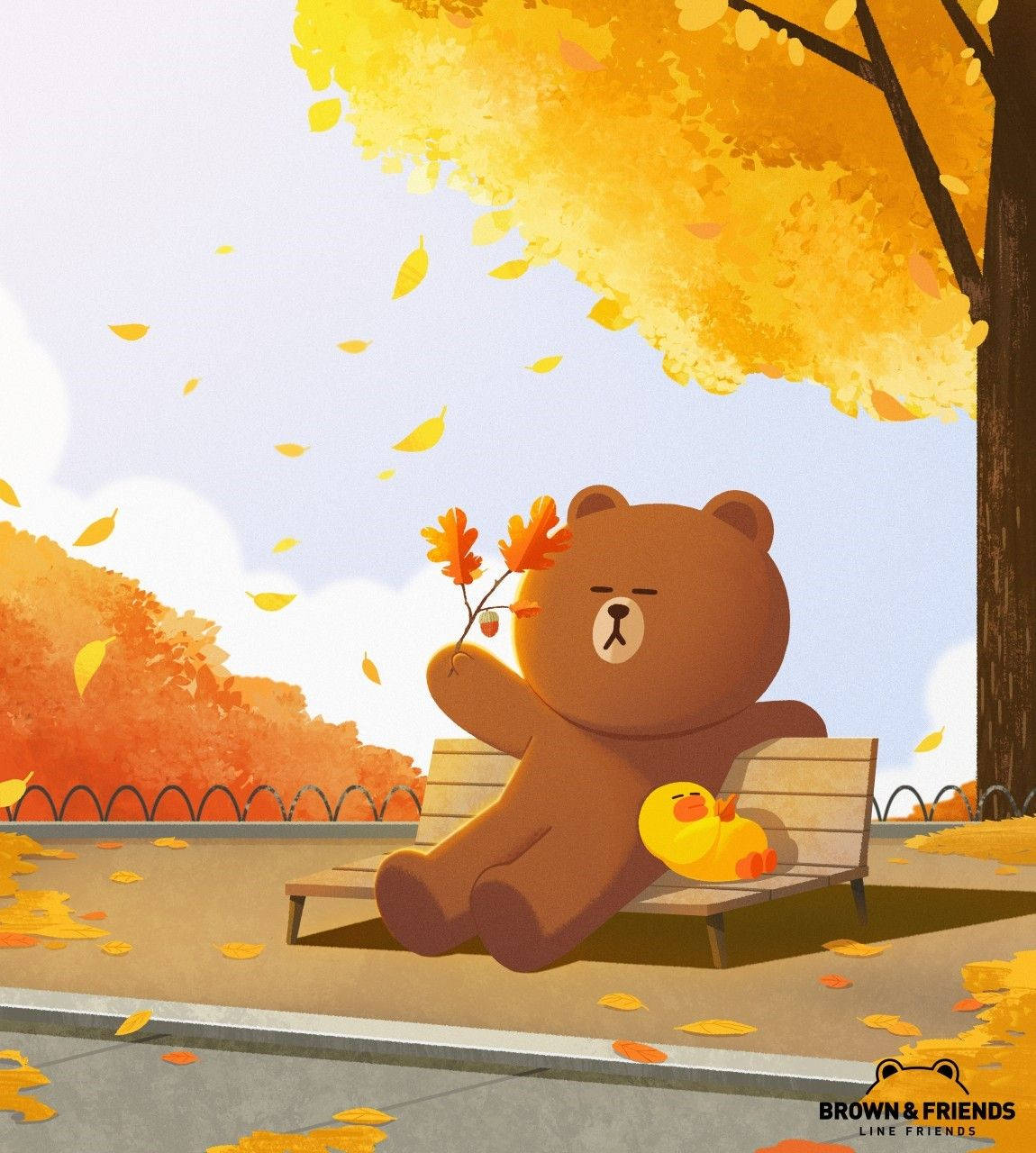 Take A Leaf-peeping Walk With Brown And Sally, Your Favorite Line Friends! Background