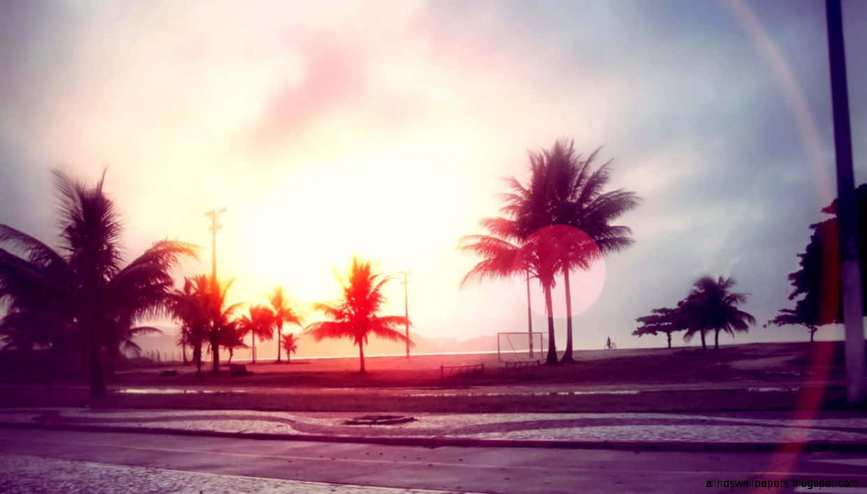 Take A Nostalgic Walk Along The Beach Background