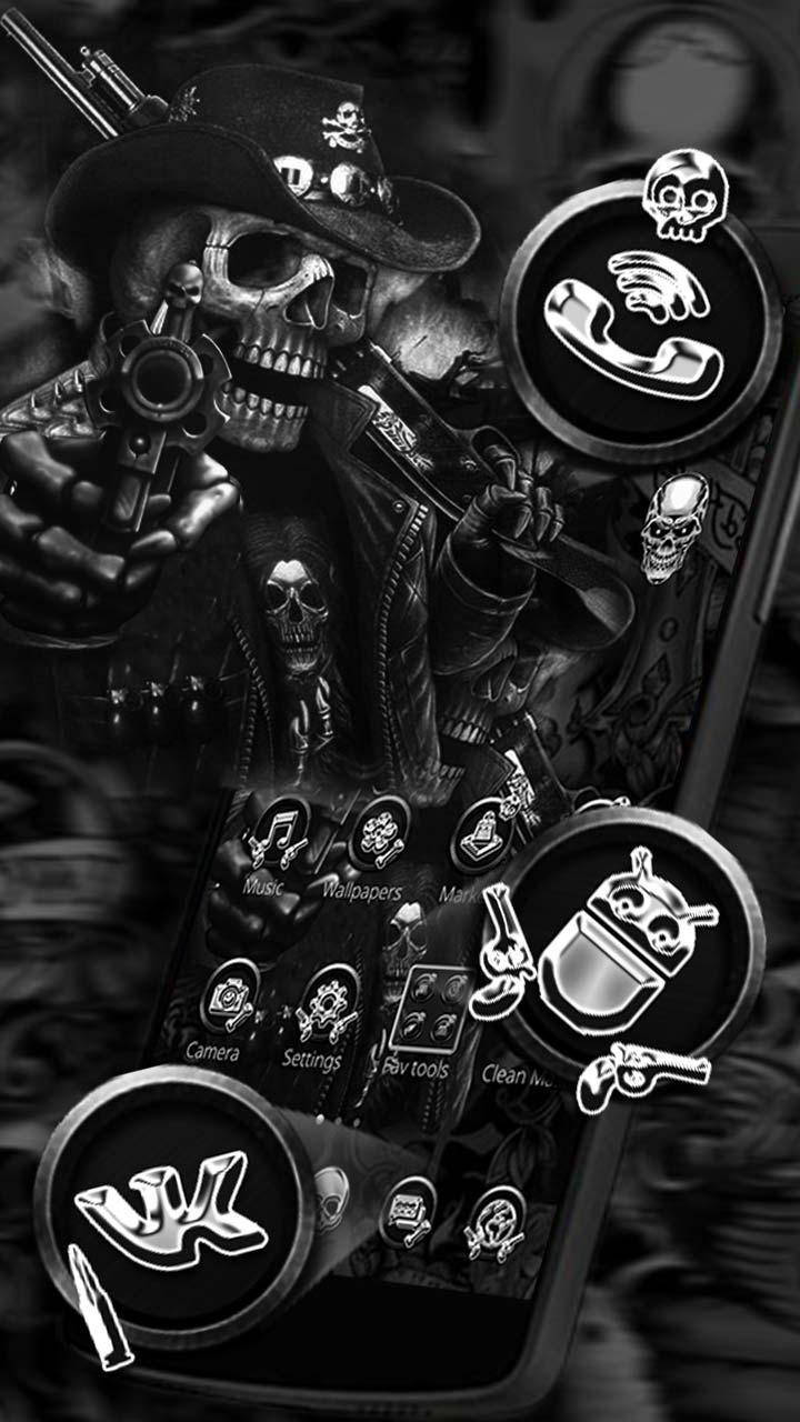 Take A Ride With Gangster Skeleton Background