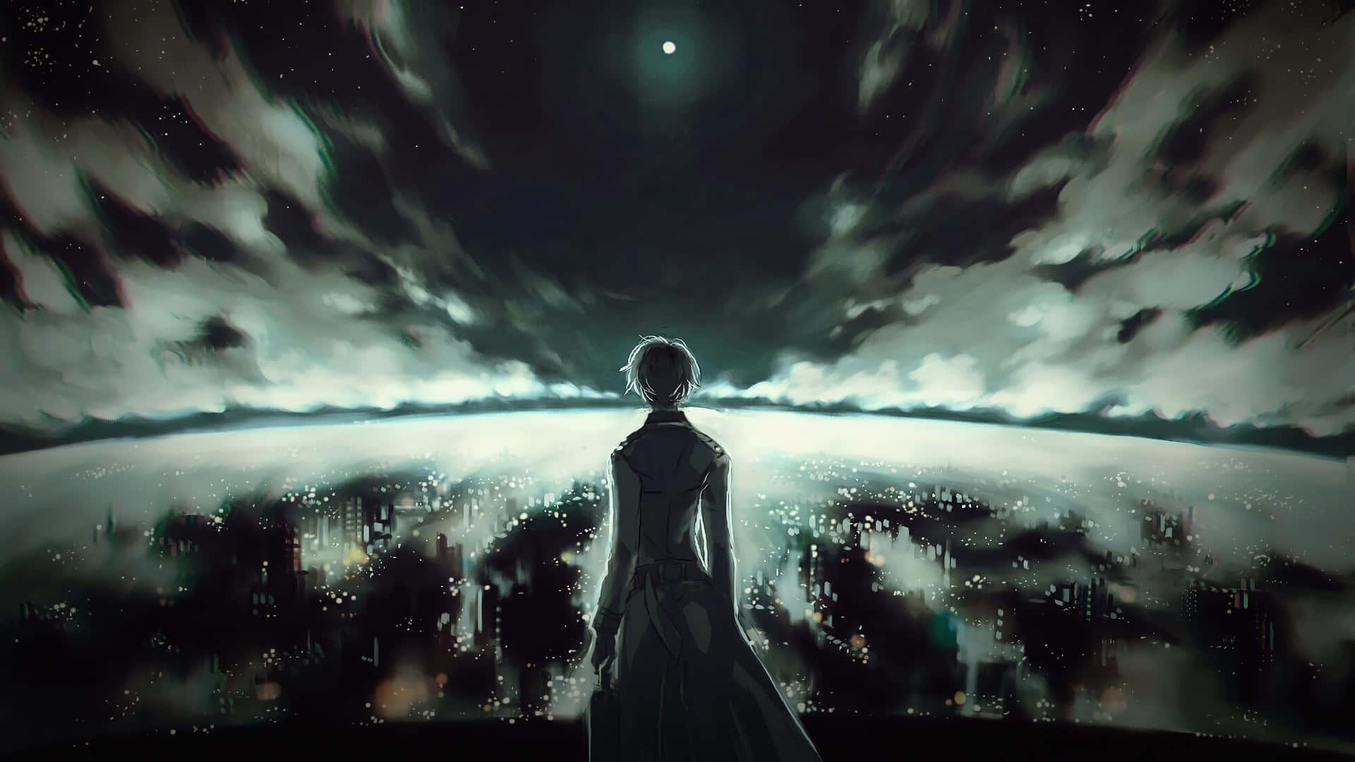 Take A Stroll Through This Eerie Dark Anime Landscape Background