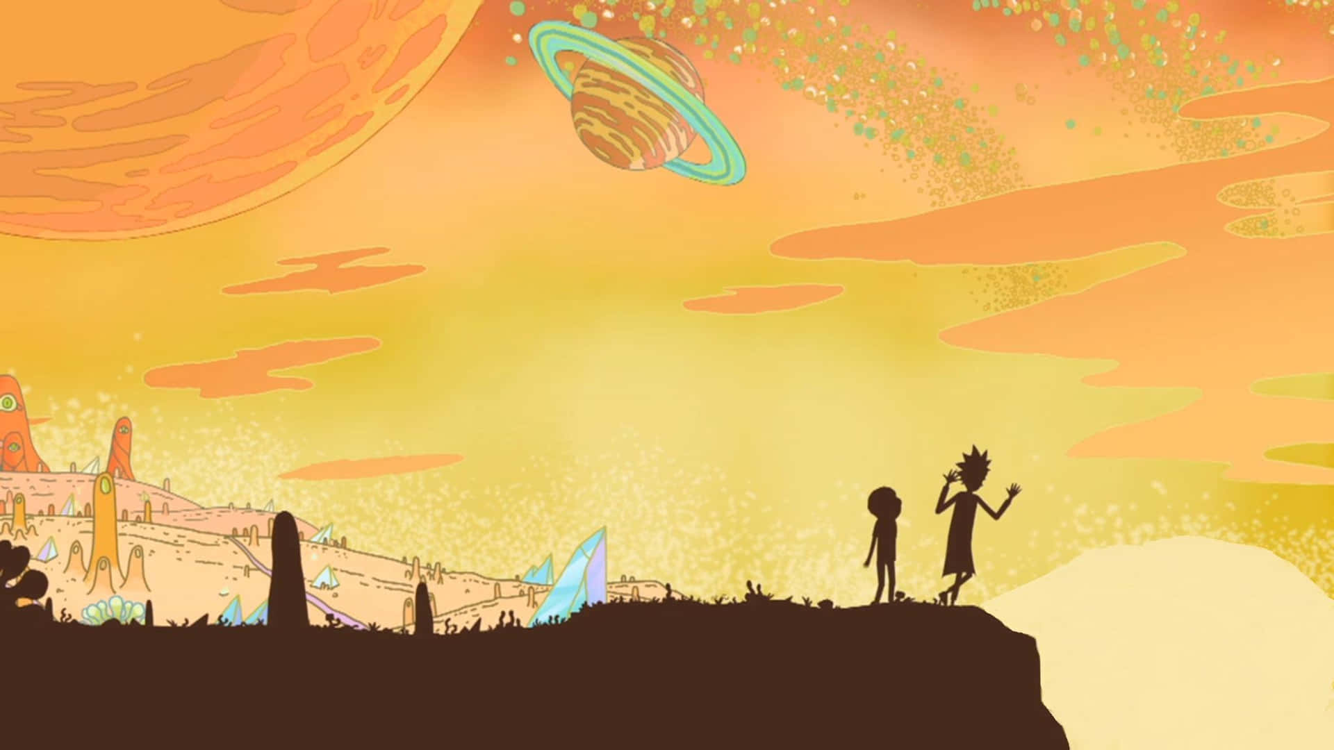 Take An Intergalactic Adventure With Rick And Morty In Their Backwoods Adventure Background