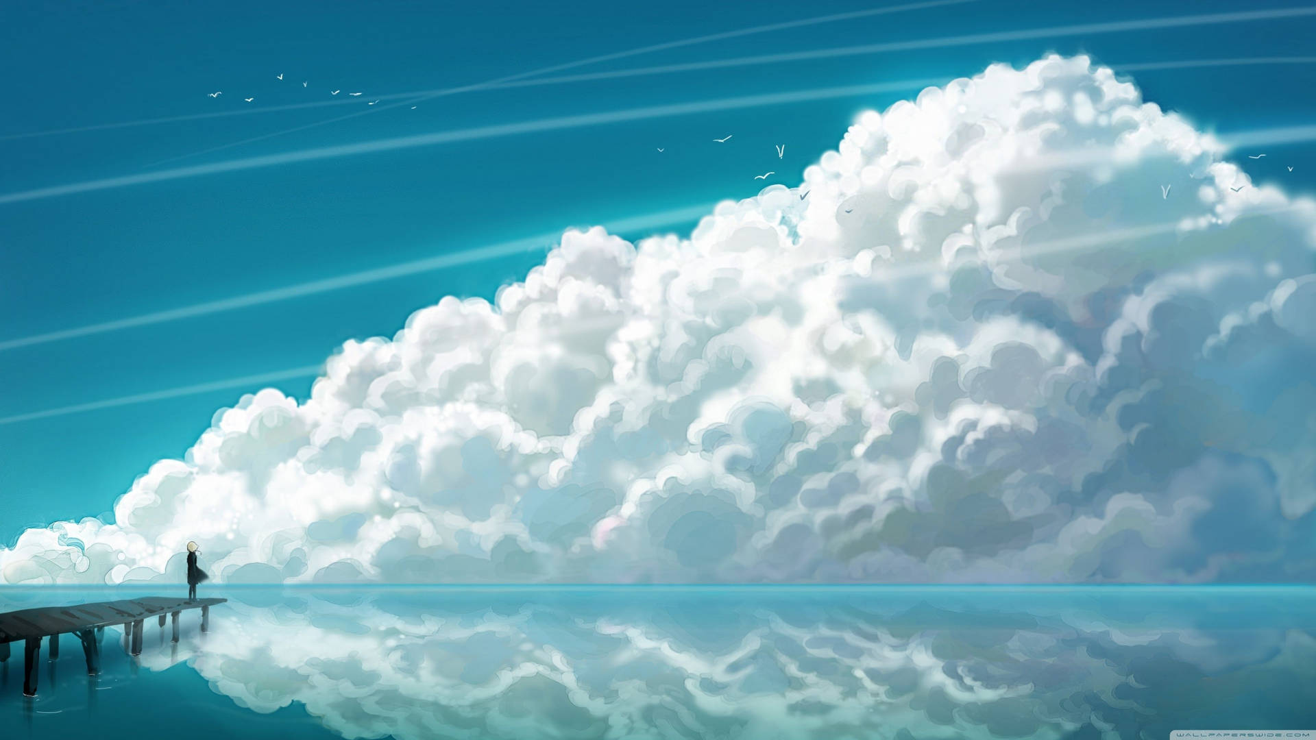 Take In A Breath Of Fresh Air And Marvel At The Beauty Of The Ocean And Clouds Background