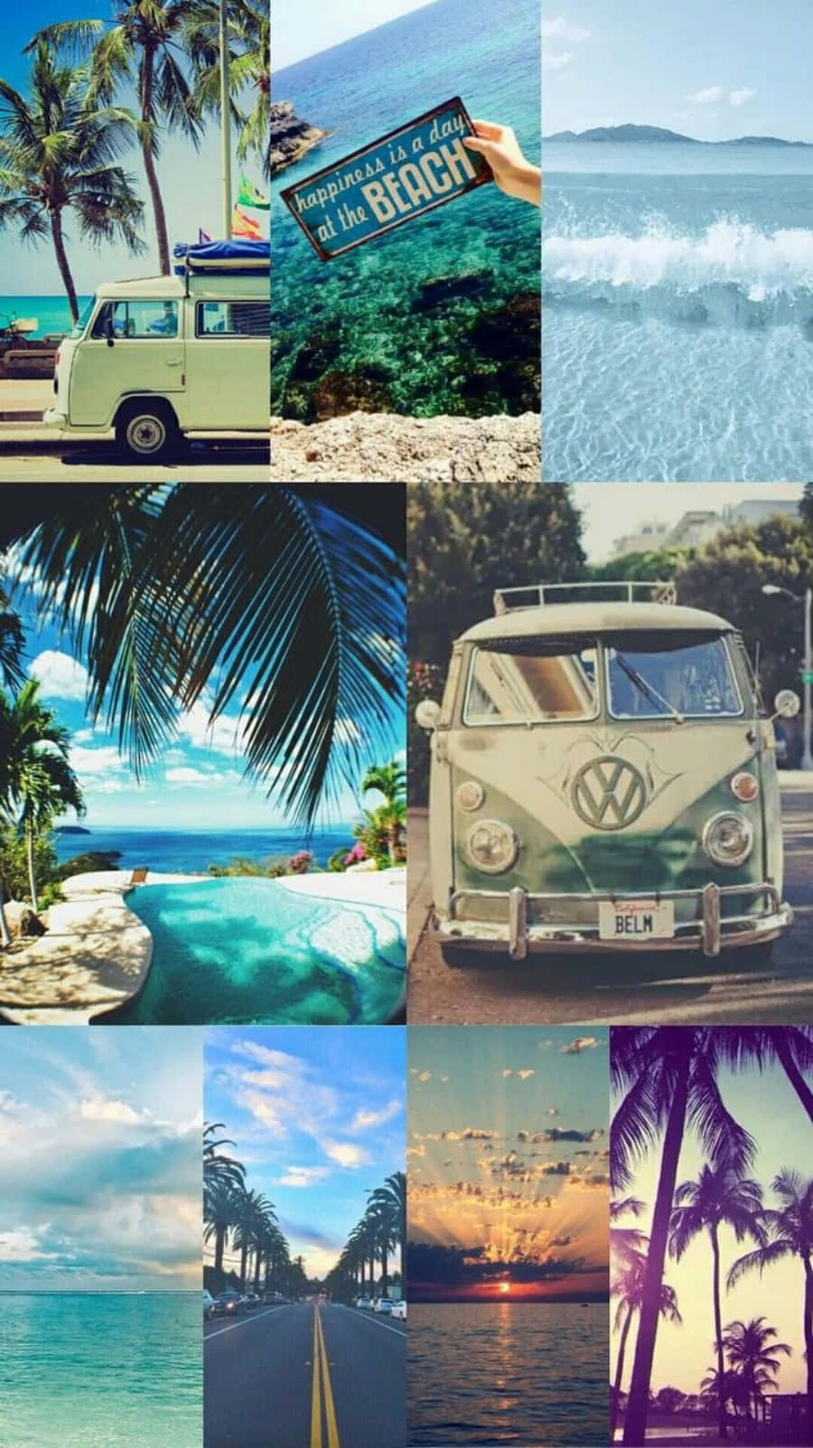 Take In The Beauty Of The Beach With A Stunning Collage. Background