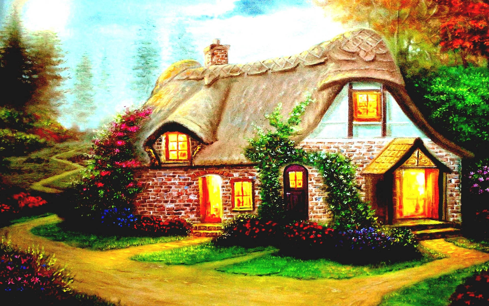 Take In The Glowing Beauty Of This Charming Cabin House Background