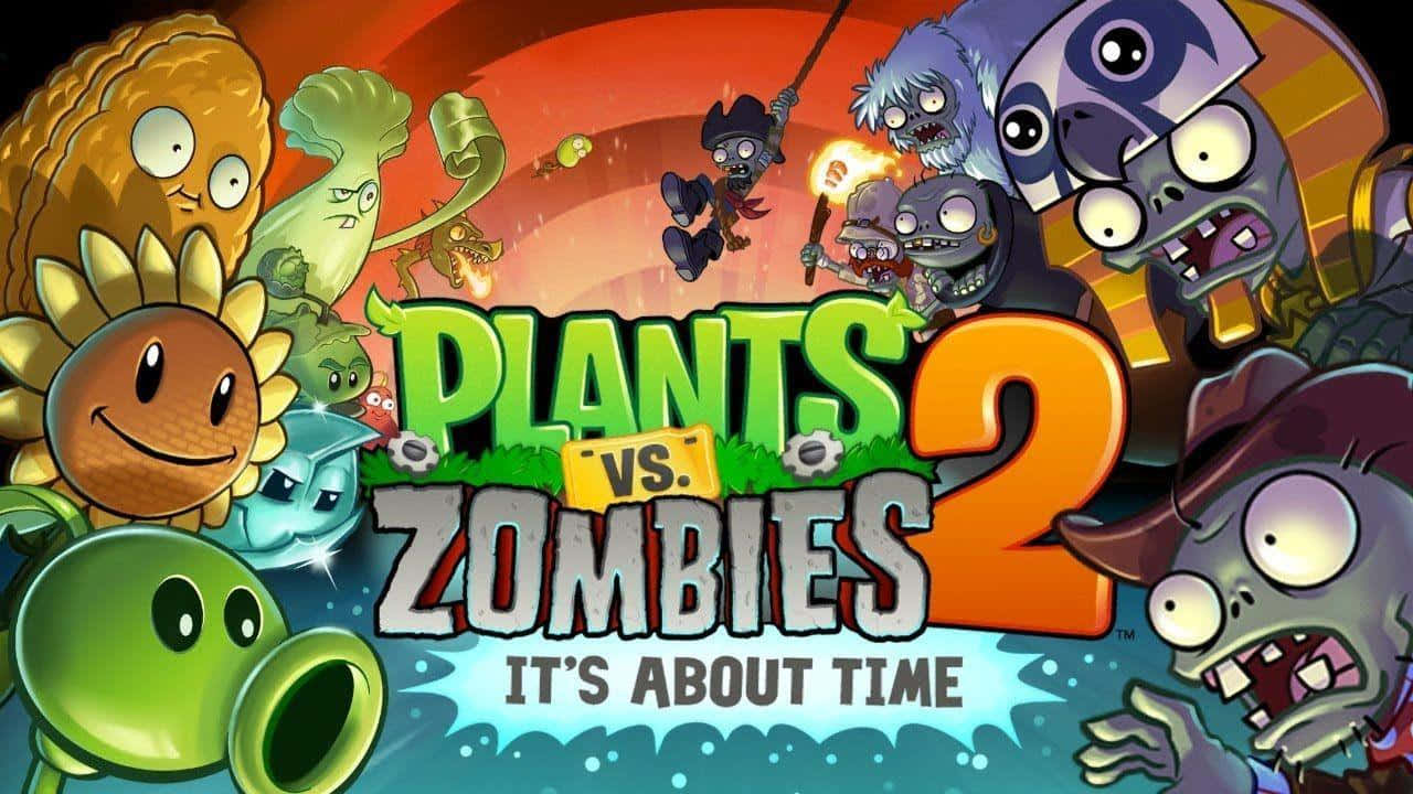 Take On A Horde Of Creepy-crawly Zombies In Plants Vs Zombies Background