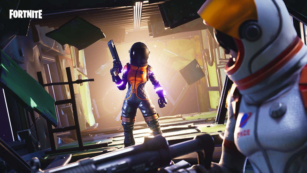 Take Your Fortnite Gaming To The Next Level On A Professional Laptop Background