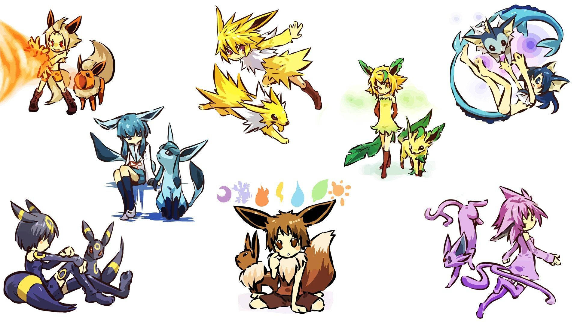 “take Your Pick From The 8 Eevee Evolutions' Human Versions” Background