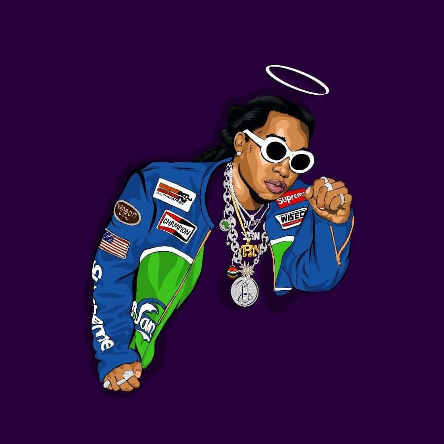 Takeoff Kirsnick Khari Ball Cartoon Rappers Background