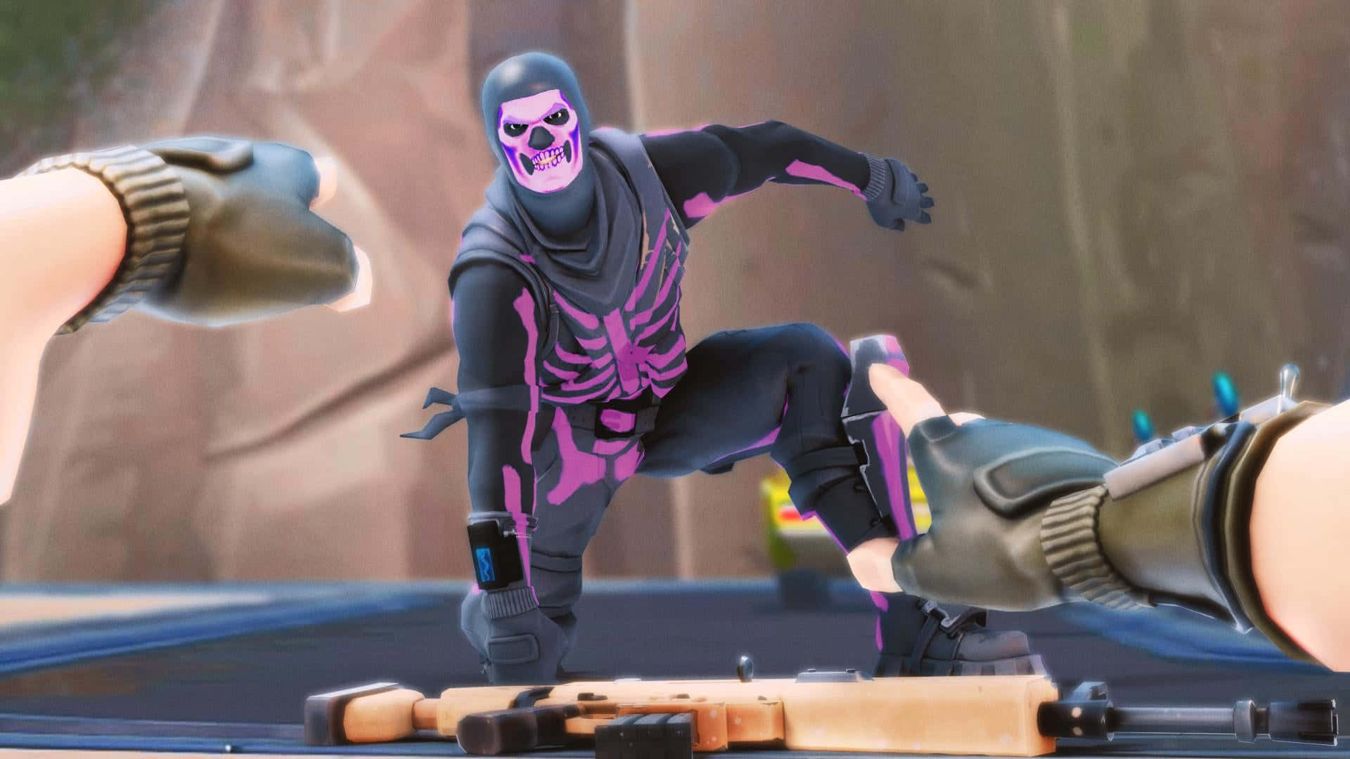 Taking Fashion To The Future With Purple Skull Trooper Background