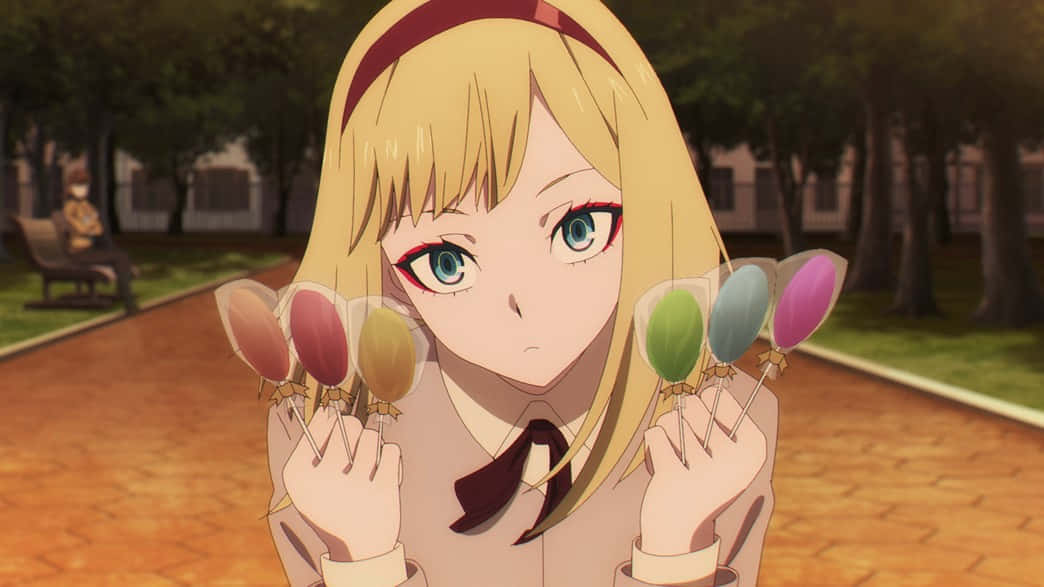 Takt Op Destiny Cosette Schneider With Lollipops Background