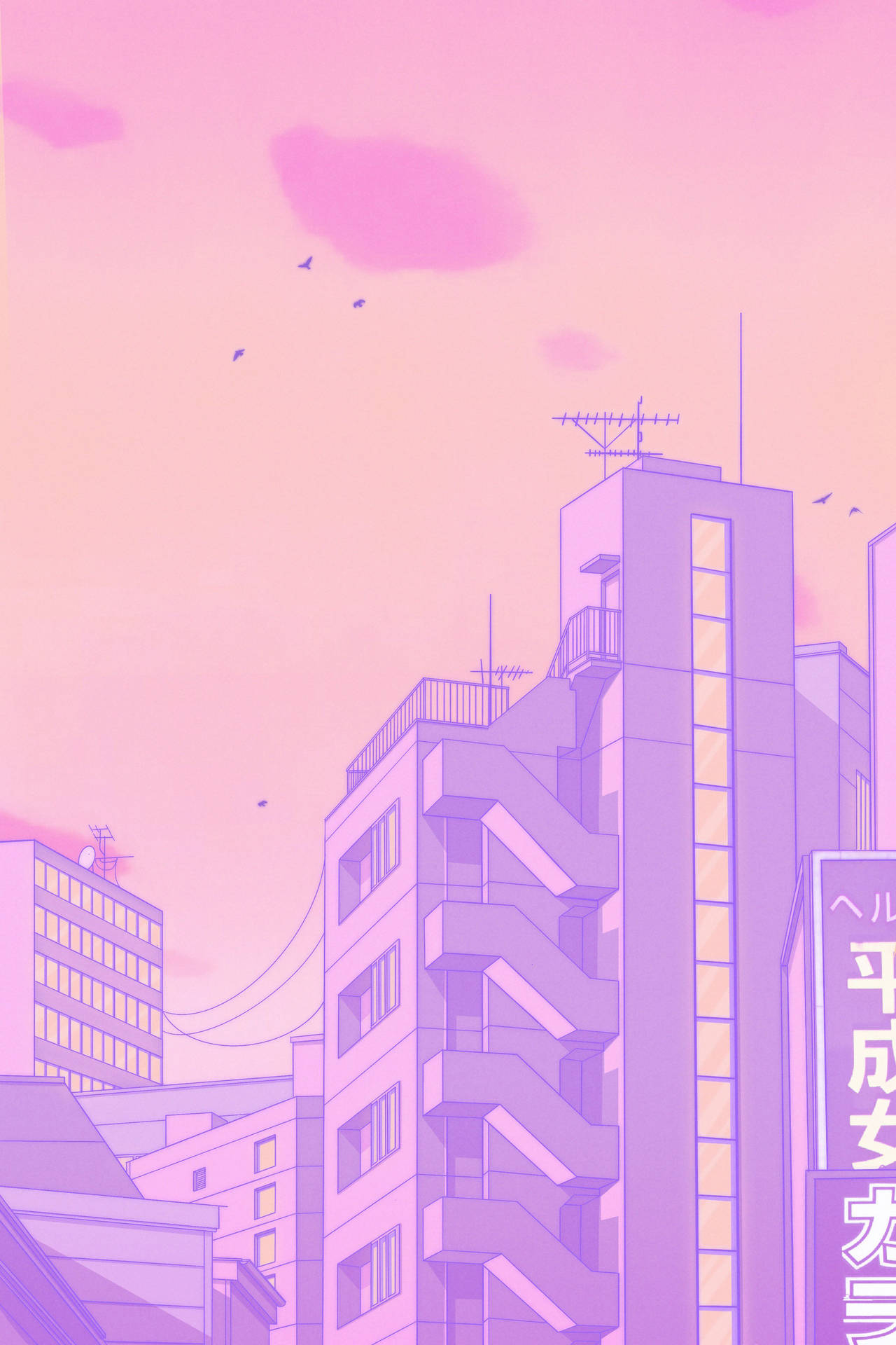 Tall Building In Pastel Japanese Aesthetic