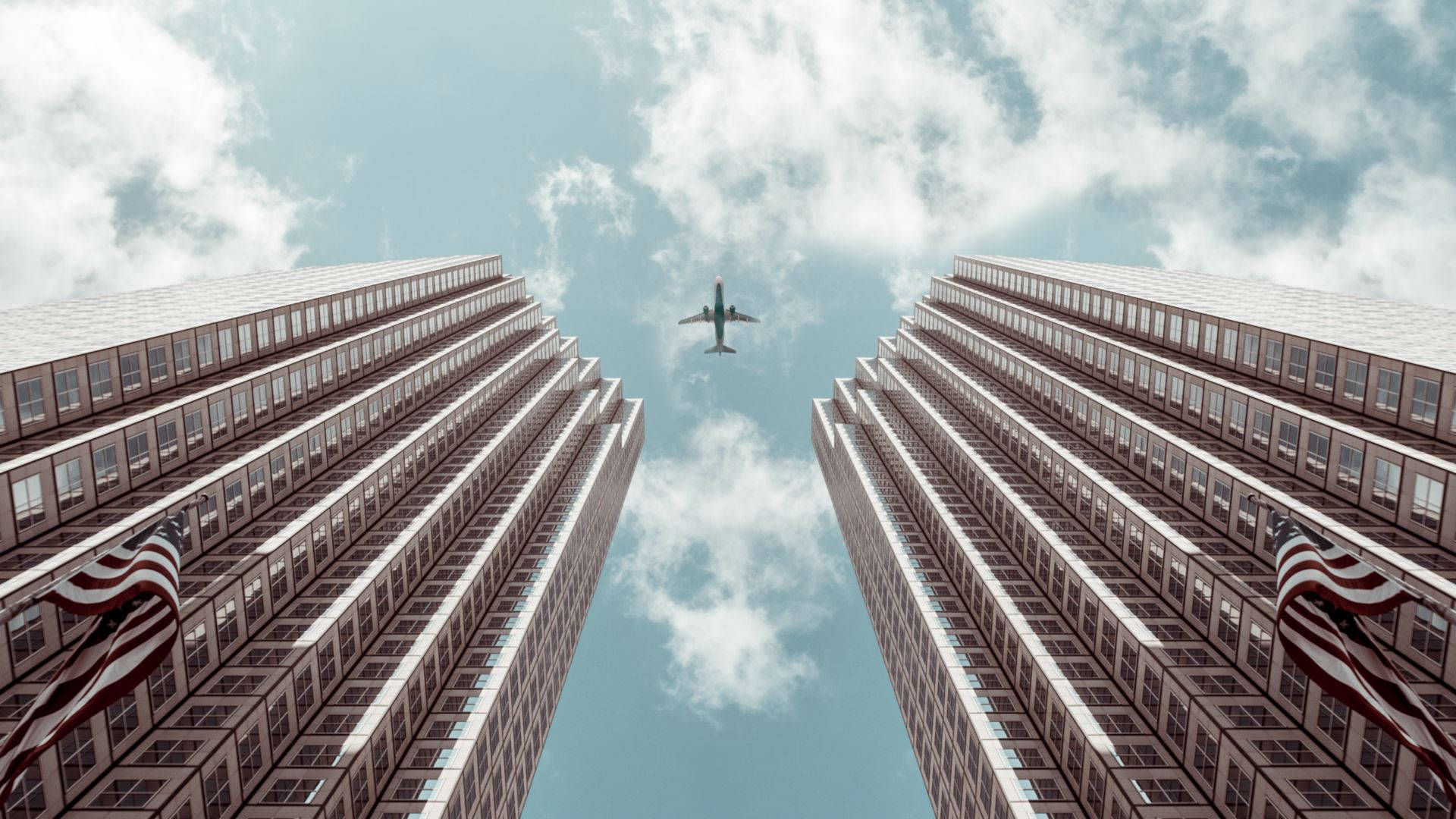 Tall Buildings Aeroplane View Background