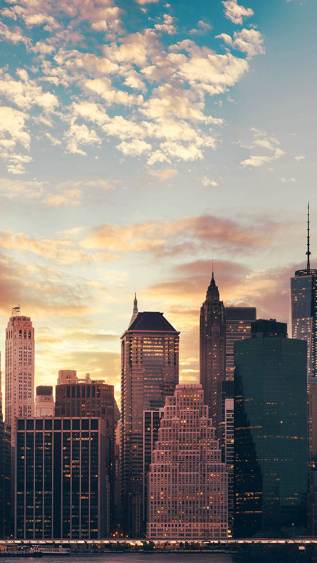 Tall Buildings At Sunset Background