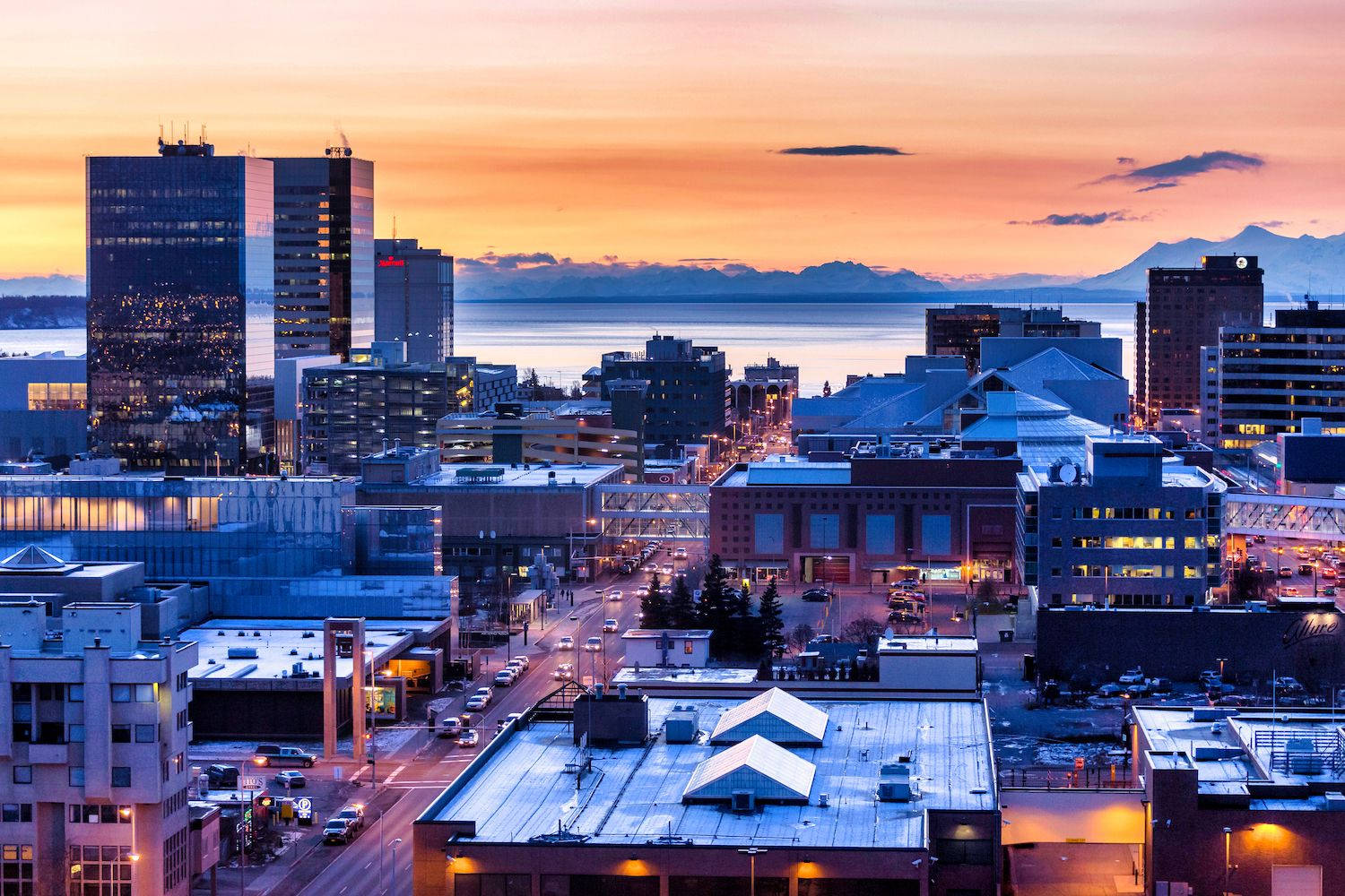 Tall Buildings In Anchorage Background