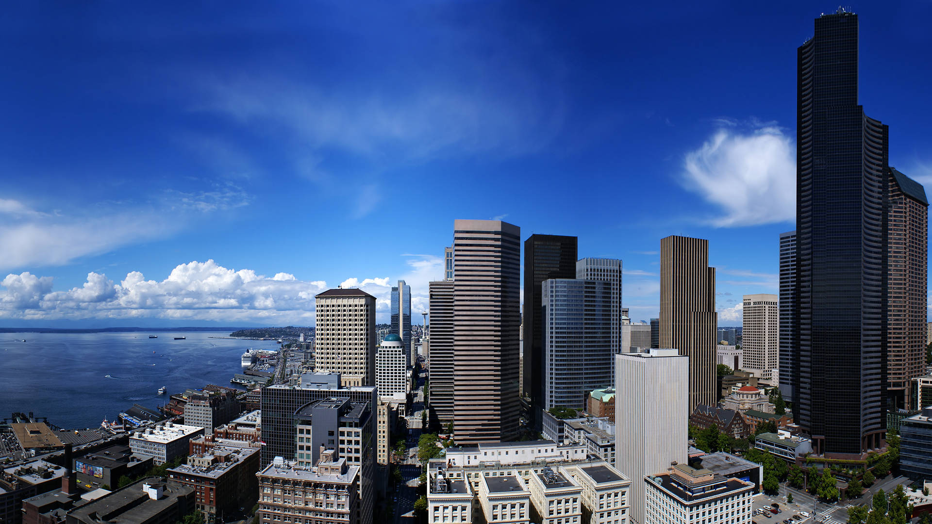 Tall Buildings In Seattle Background