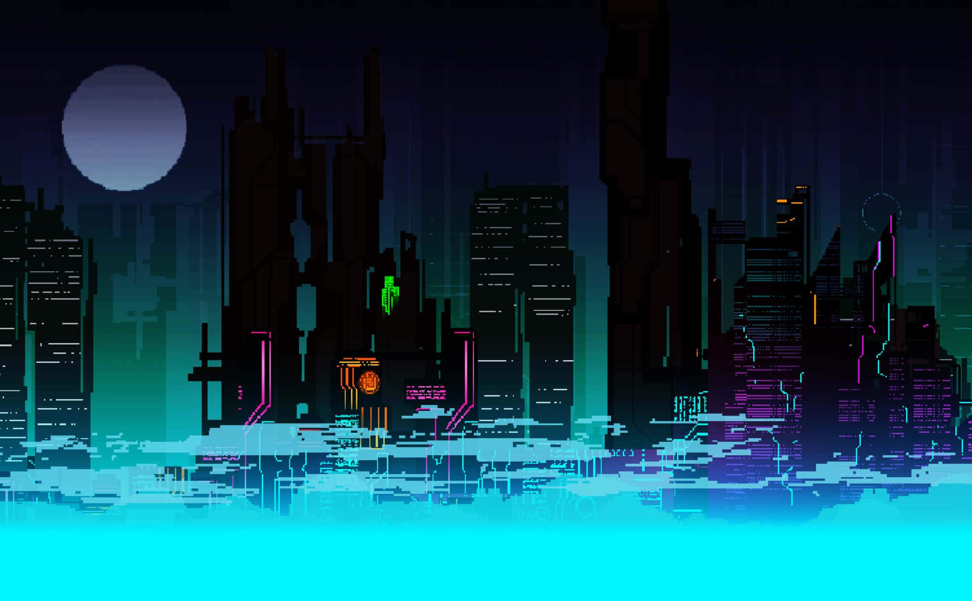 Tall City Pixel Art Background