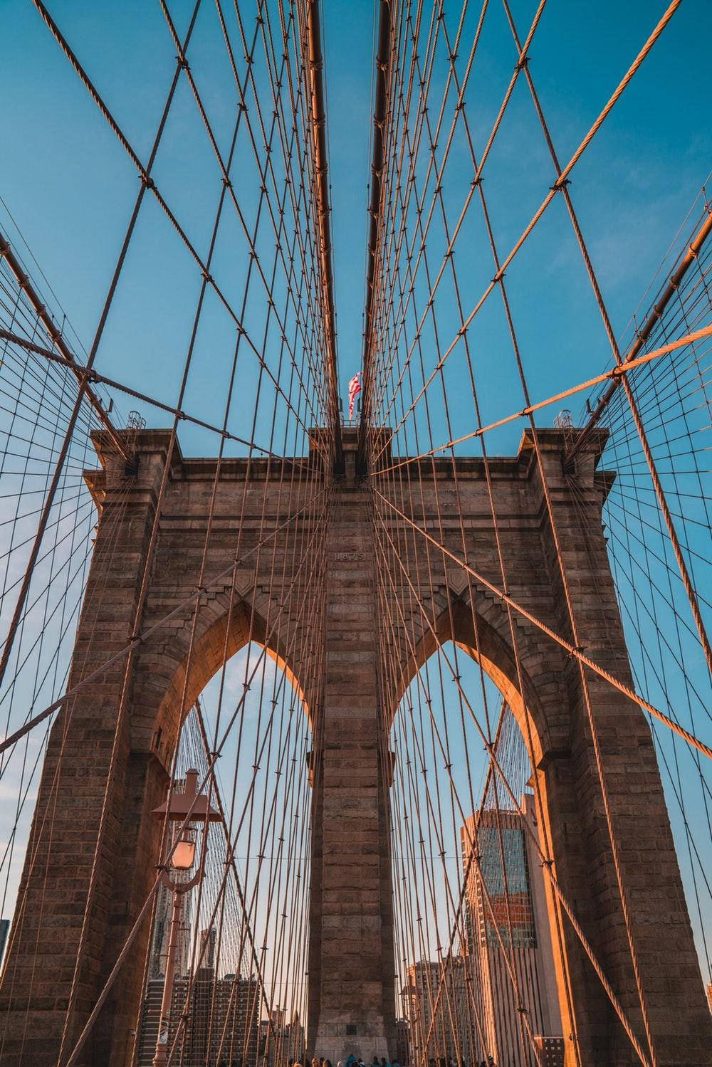 Tall Pillar Of The Brooklyn Bridge Background