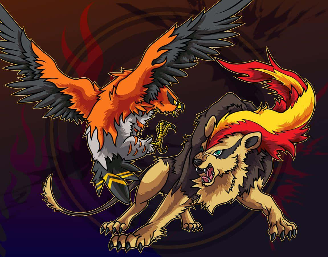 Talonflame_and_ Pyroar_ Artwork