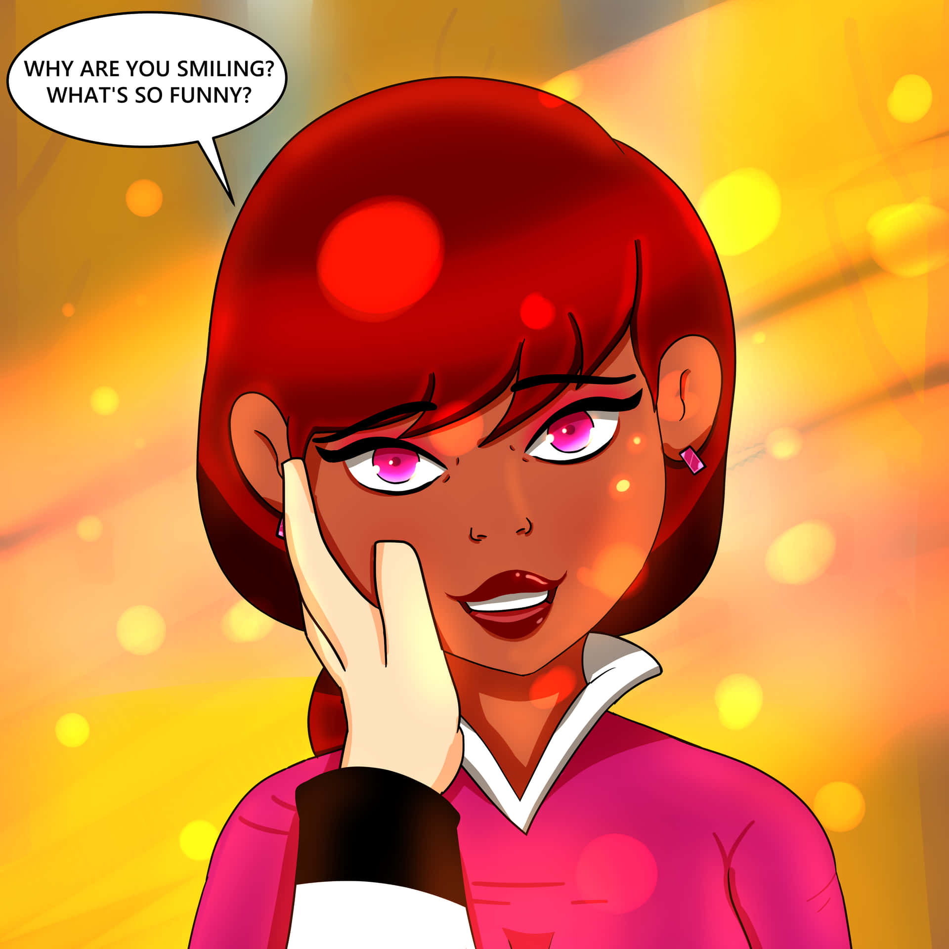Tamara Blushing Freds Head Background