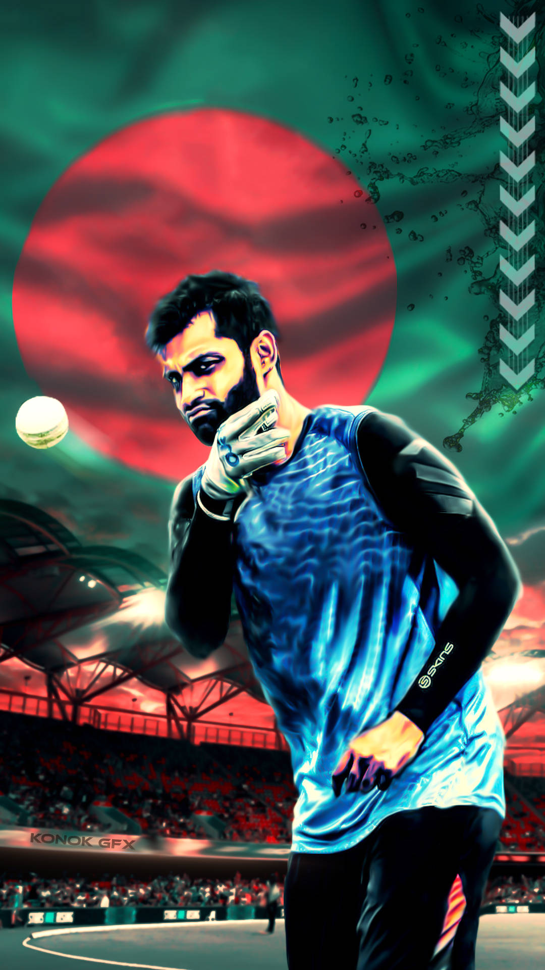 Tamim Iqbal Striking The Cricket Ball With Power Background