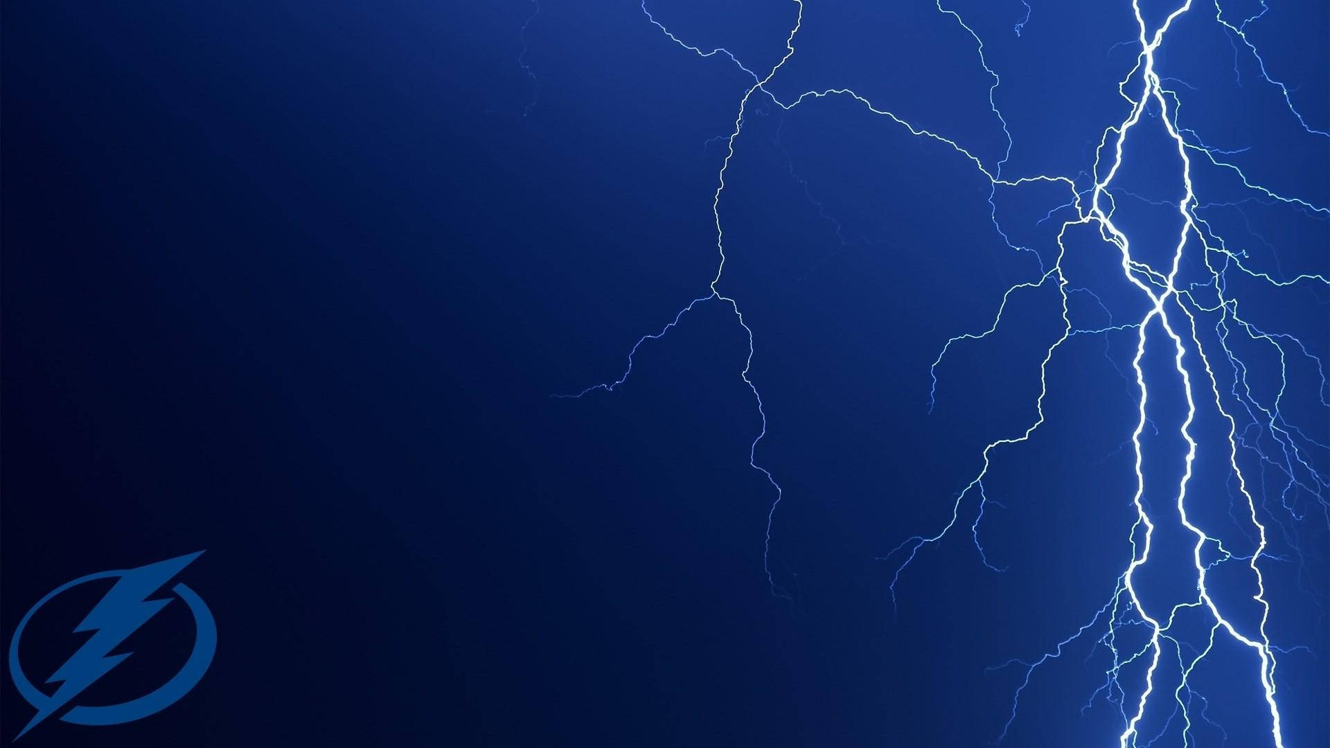 Tampa Bay Lightning Striking Blue Background