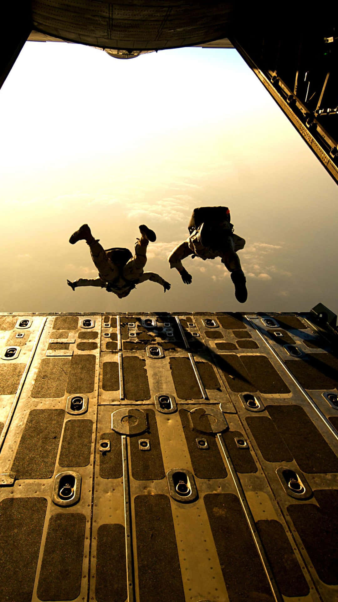 Tandem Skydiving Jumping Off Plane Background