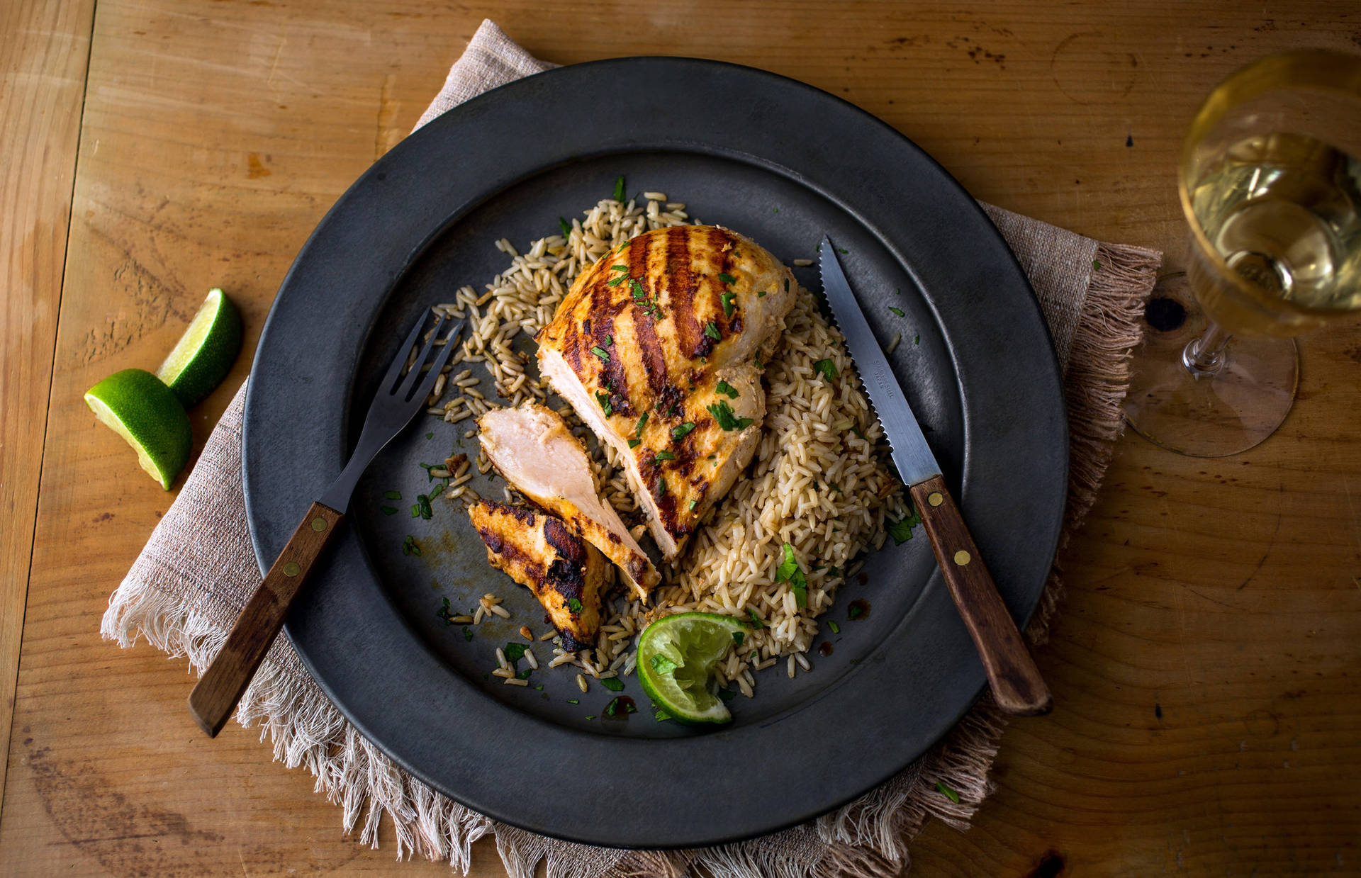 Tandoor Chicken Dish Black Plate Background