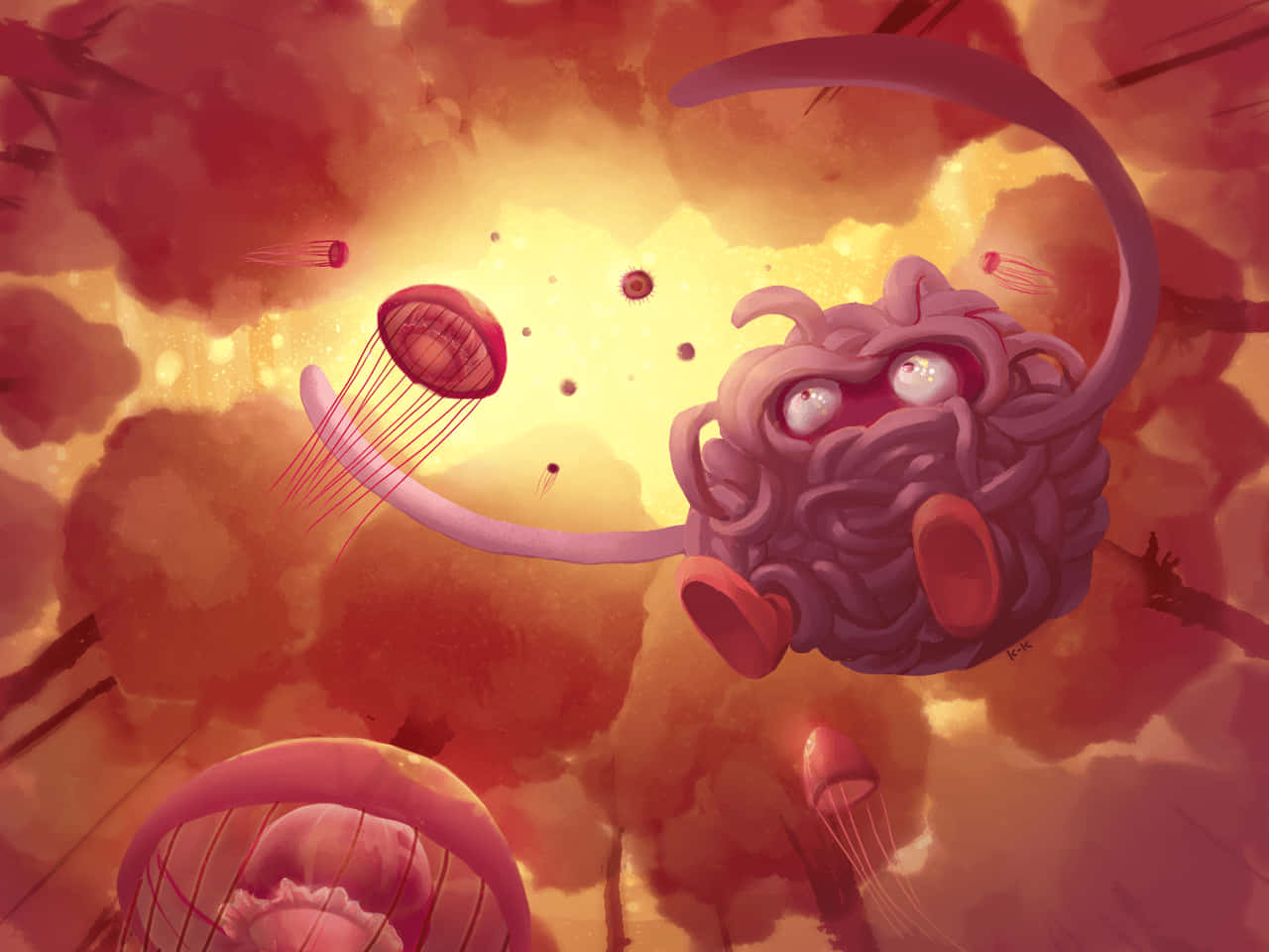 Tangela With Swimming With Jellyfish