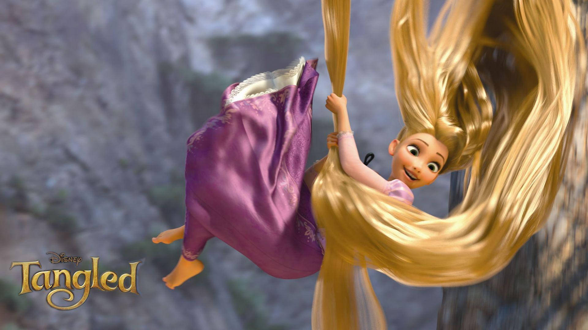 Tangled Rapunzel In Pink Gown Background