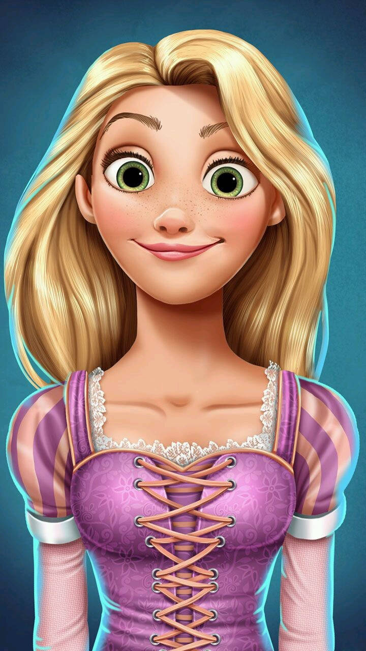 Tangled Rapunzel In Pink Gown Background