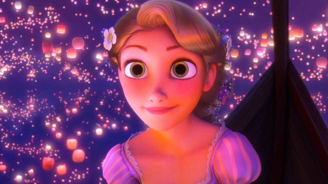 Tangled Rapunzel With Glowing Lanterns Background
