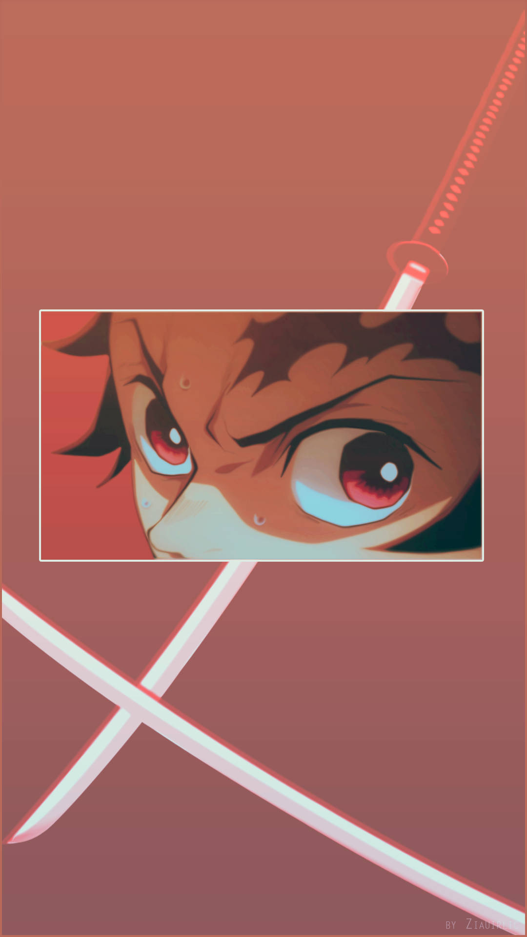 Tanjiro Aesthetic Eyes And Sword Background