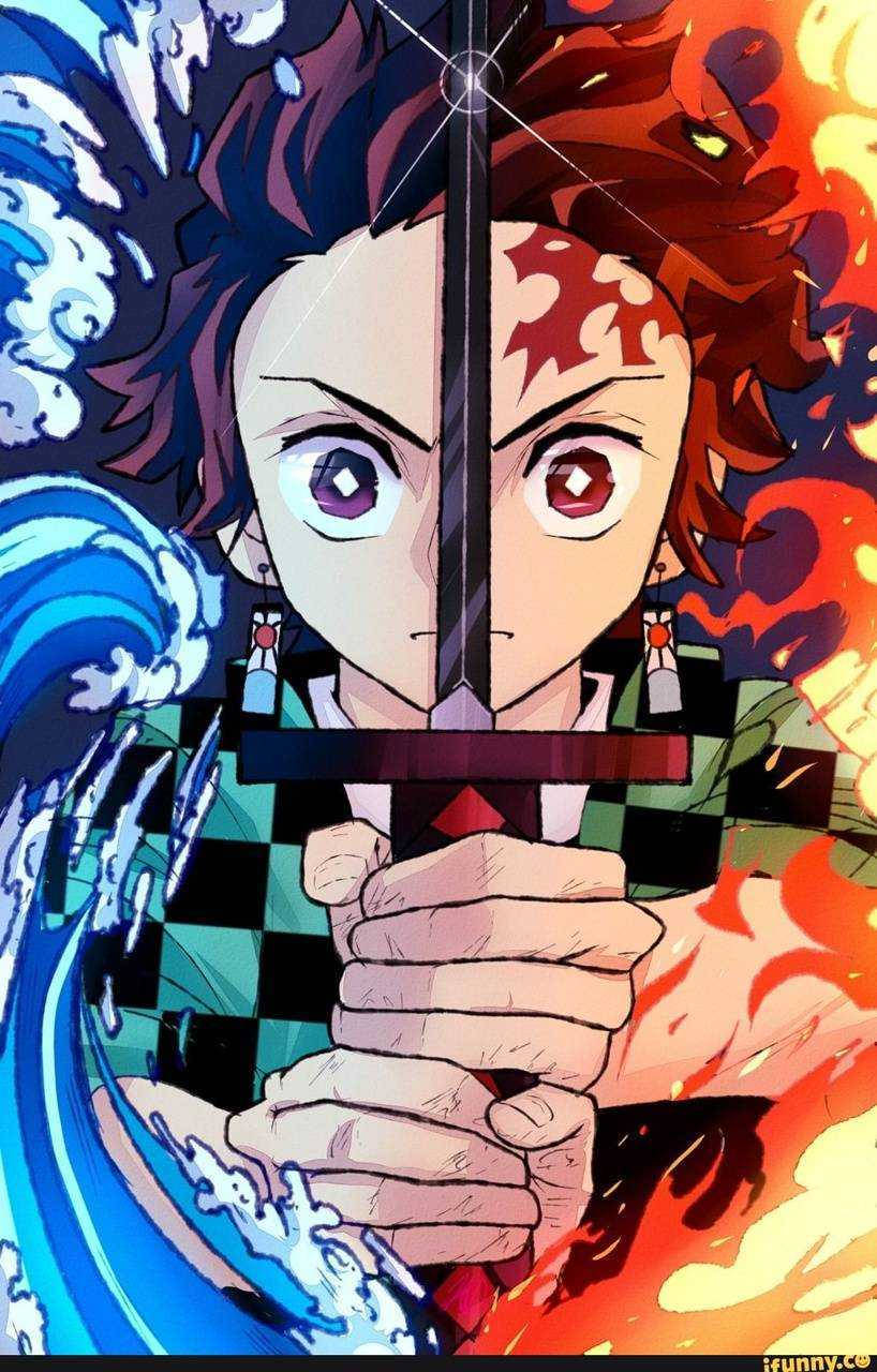 Tanjiro Aesthetic Split Art Background