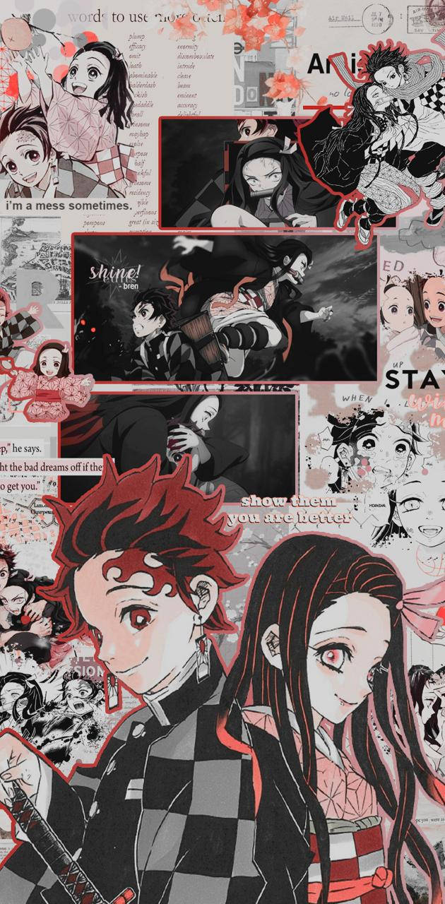 Tanjiro And Nezuko Moments Collage Background