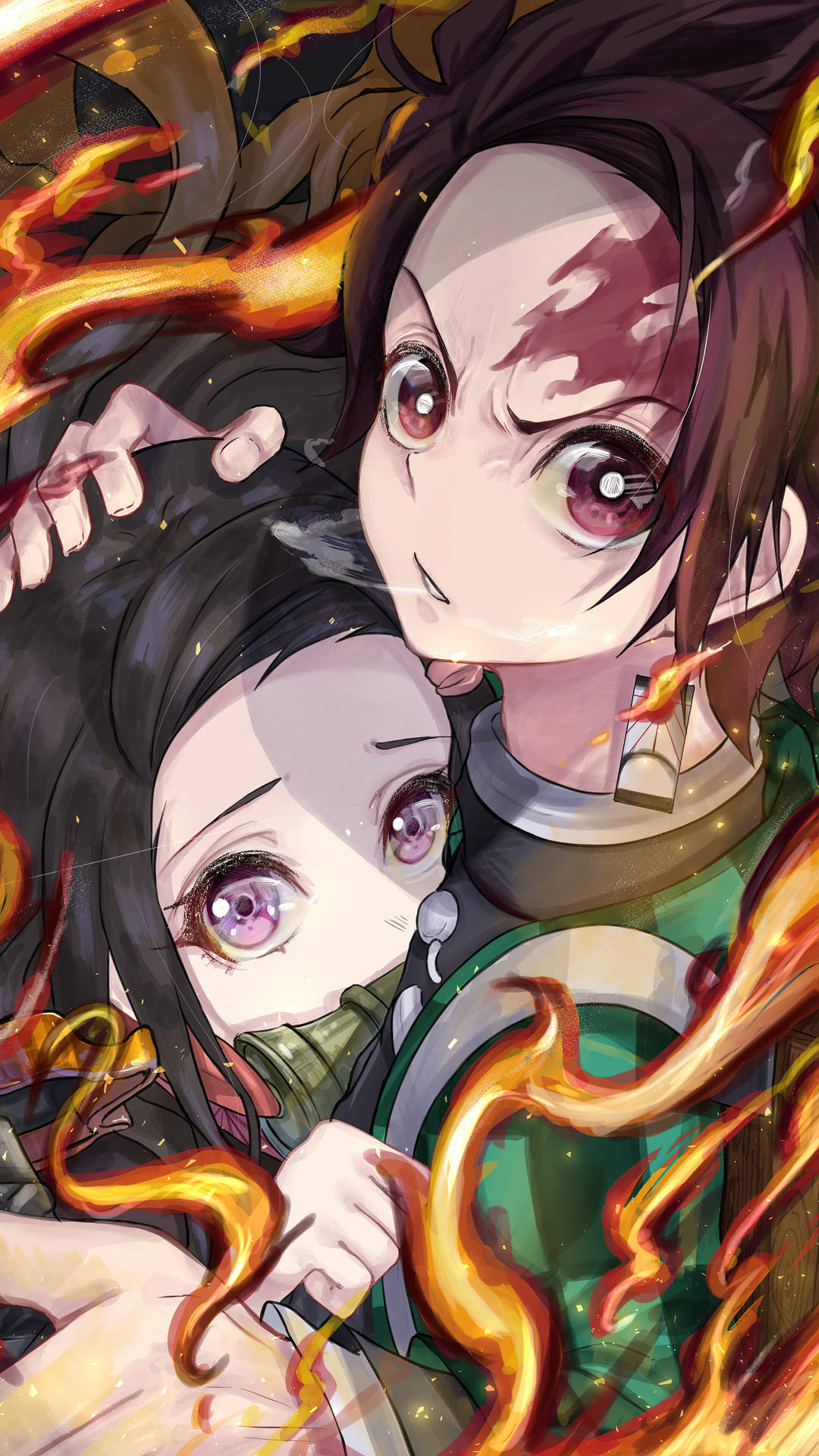 Tanjiro And Nezuko Protect Flames