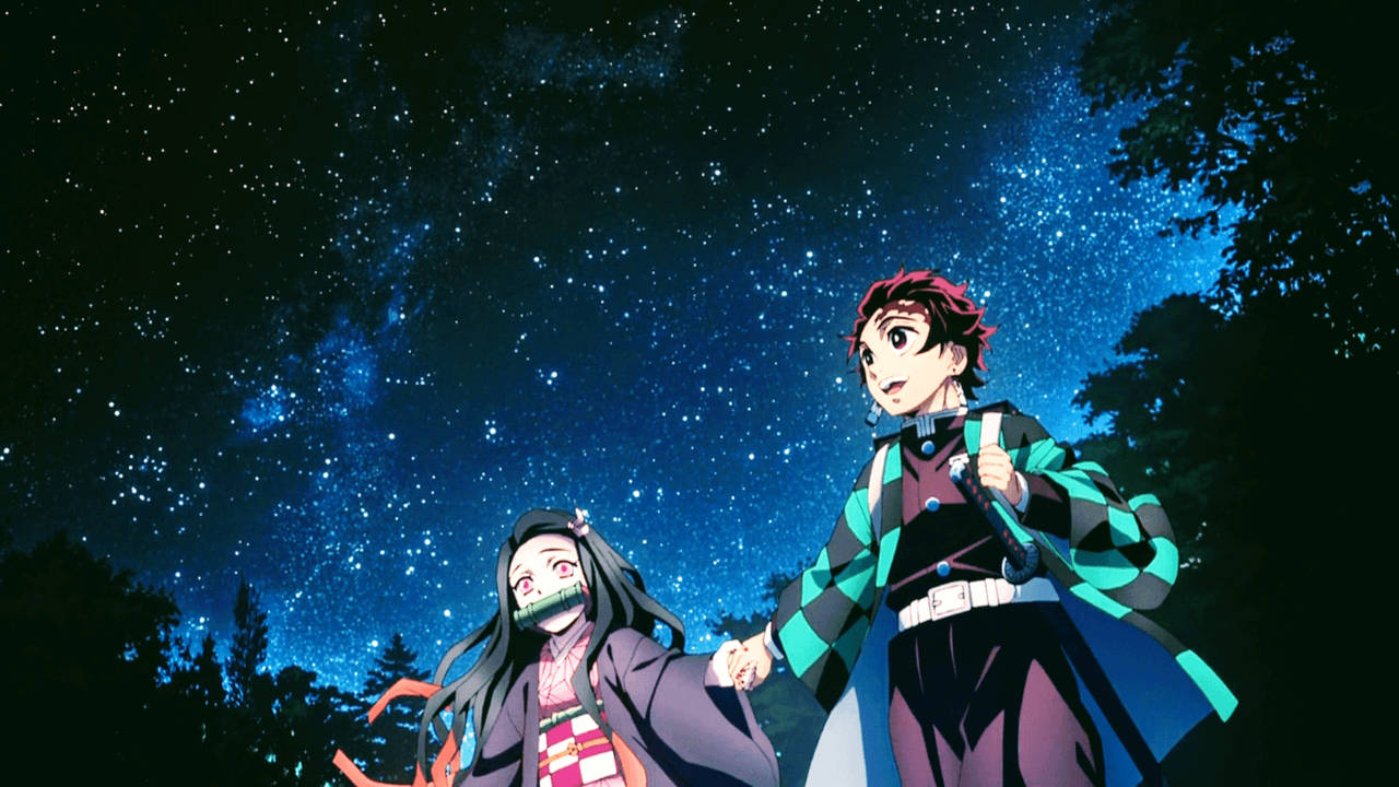 Tanjiro And Nezuko Starry Sky Background