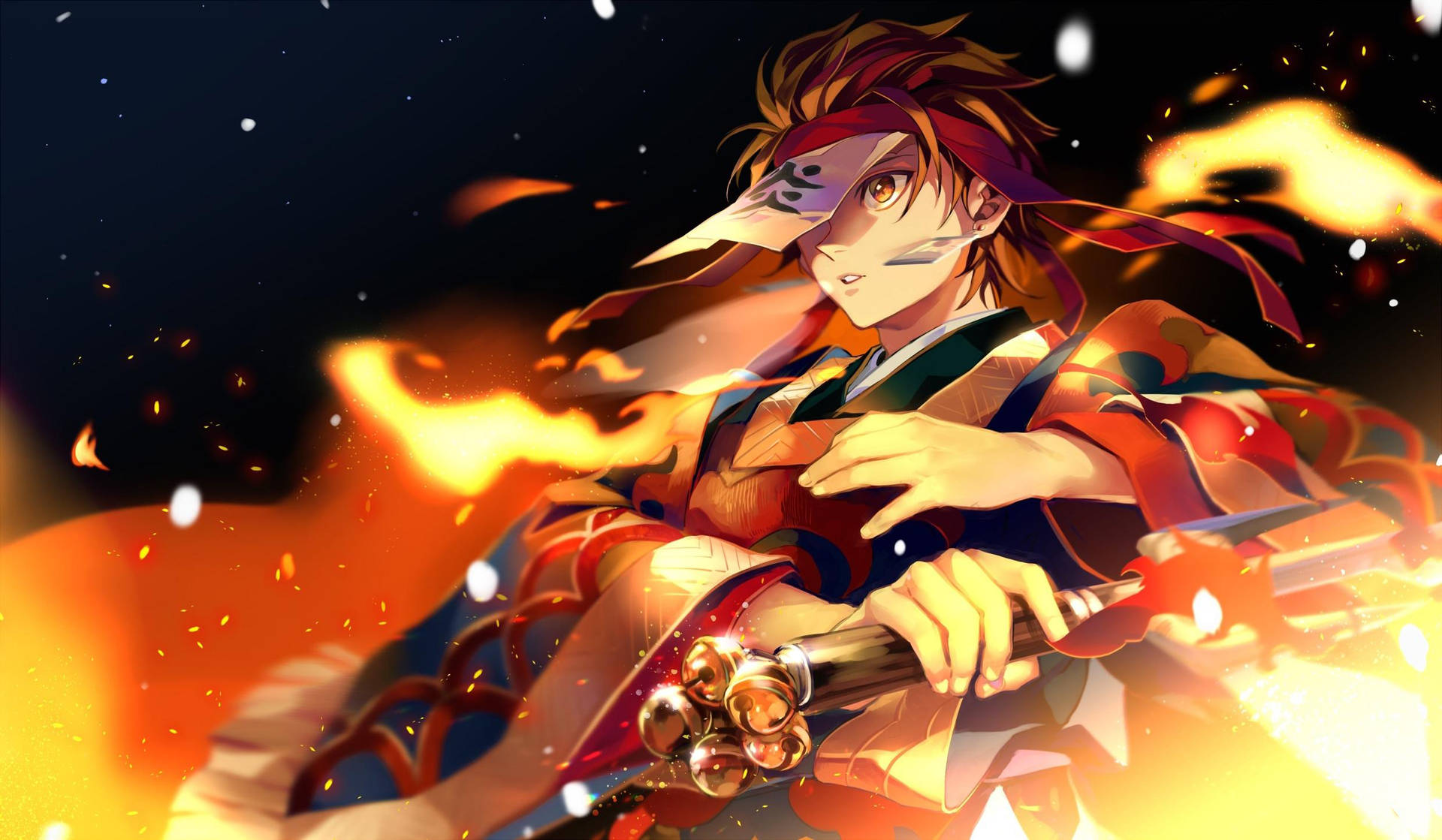 Tanjiro Fire Anime Background