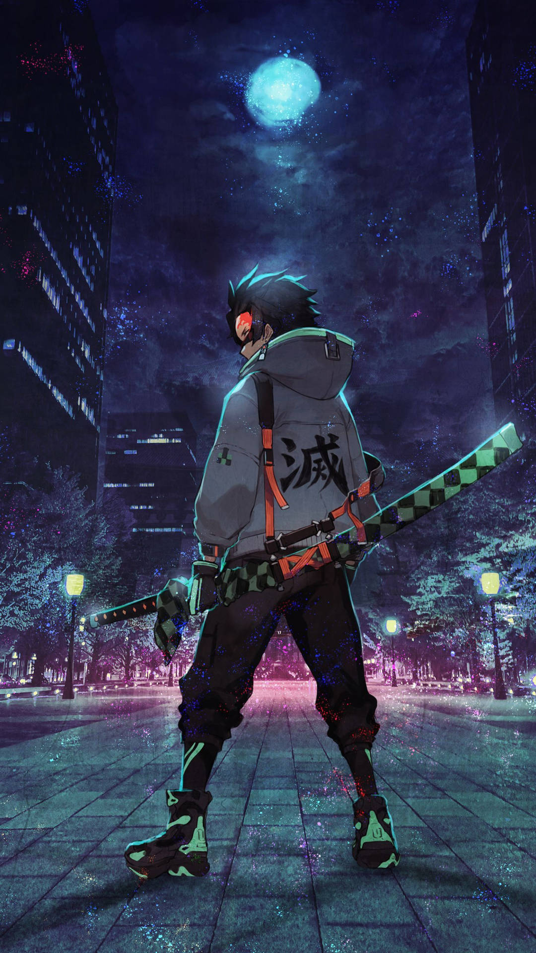 Tanjiro Green Sword Demon Slayer Iphone Background