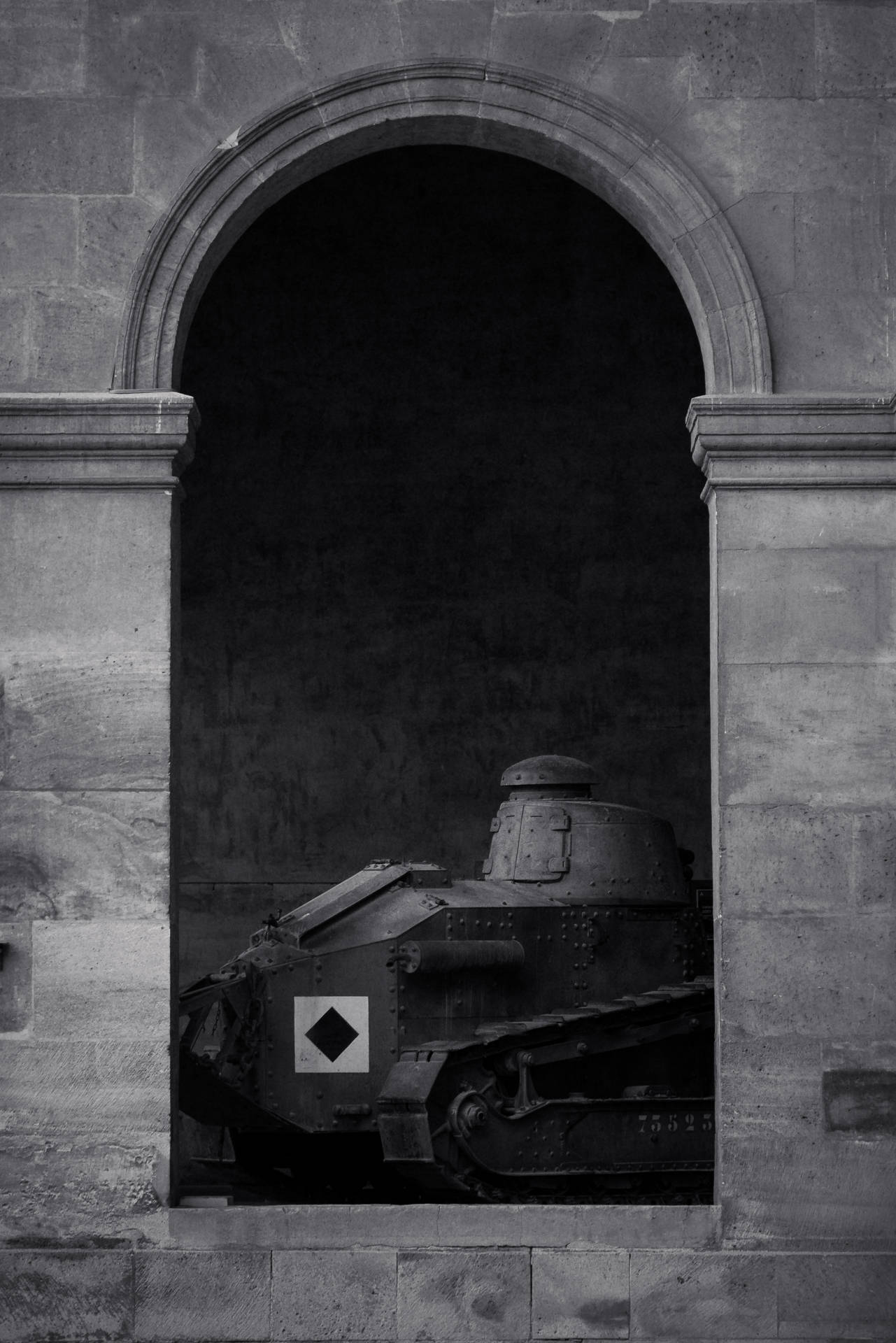 Tank Under An Arch Background