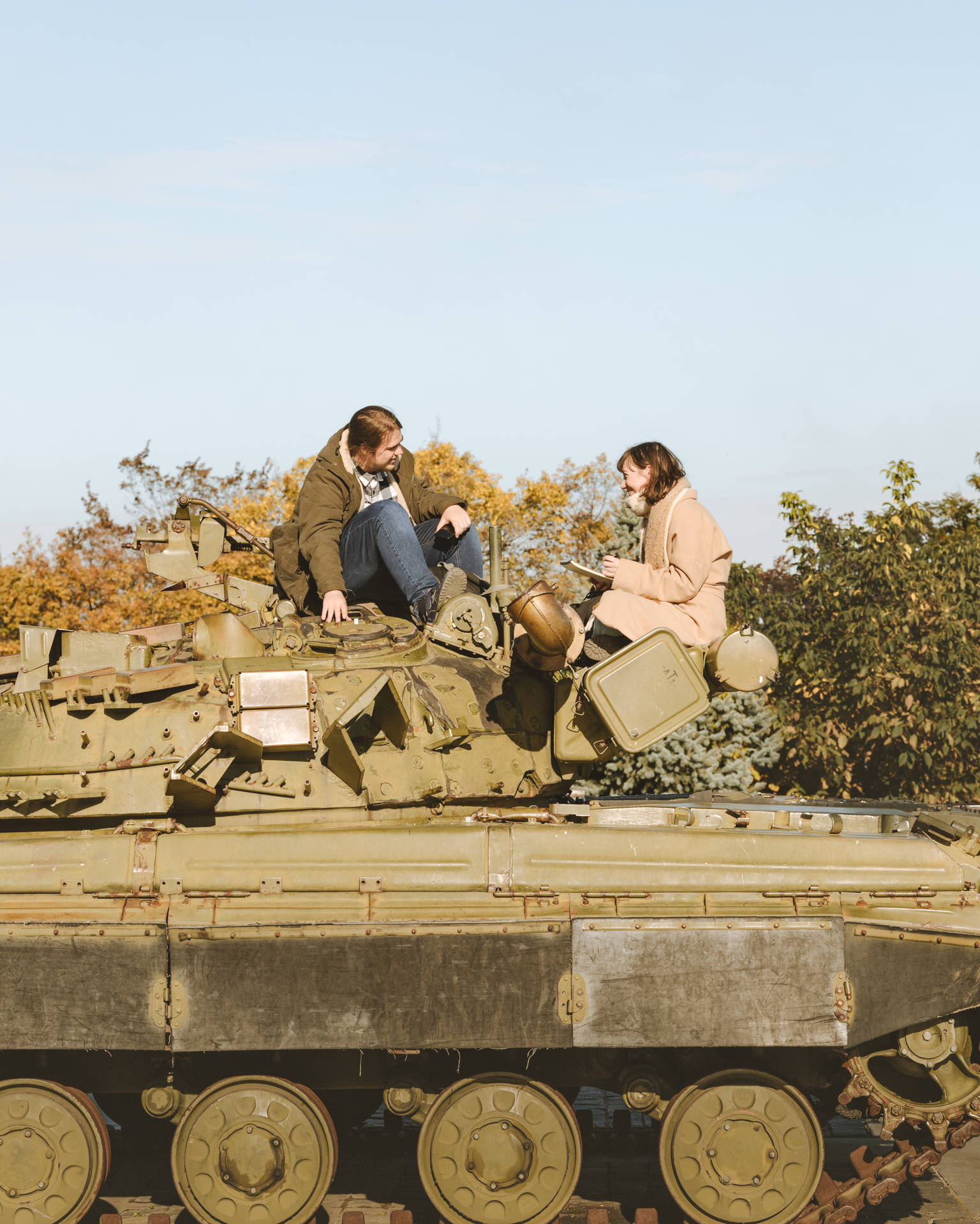 Tank With Man And Woman Background