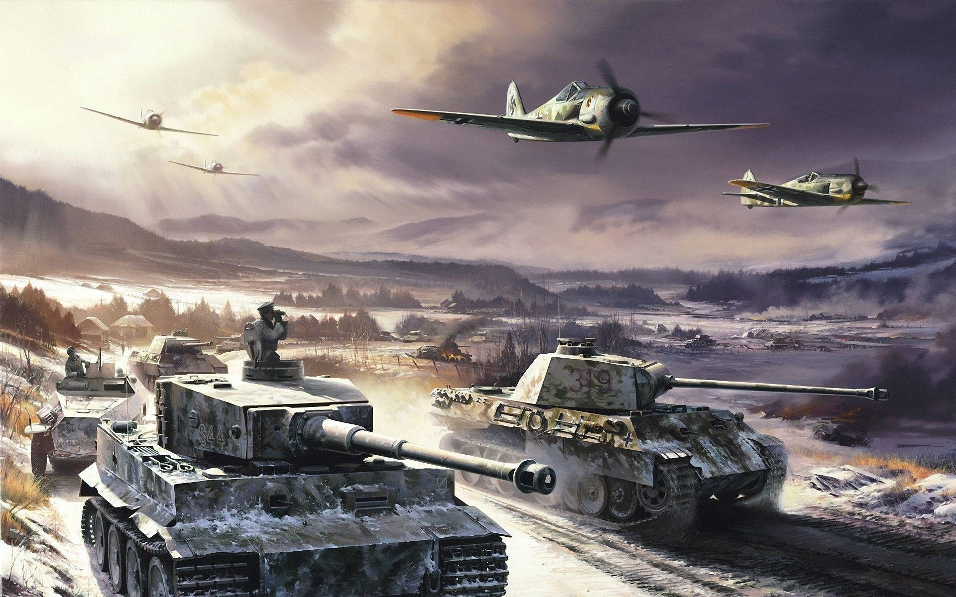 Tanks And Fighter Air Planes Background