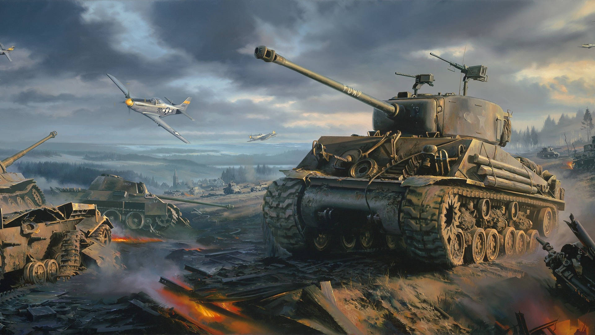Tanks In Battle Field Background