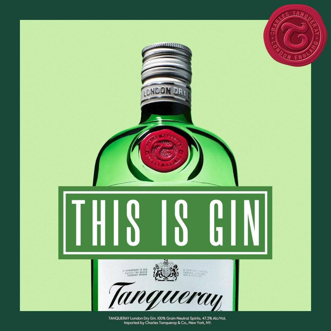 Tanqueray Gin Cropped On Green Background