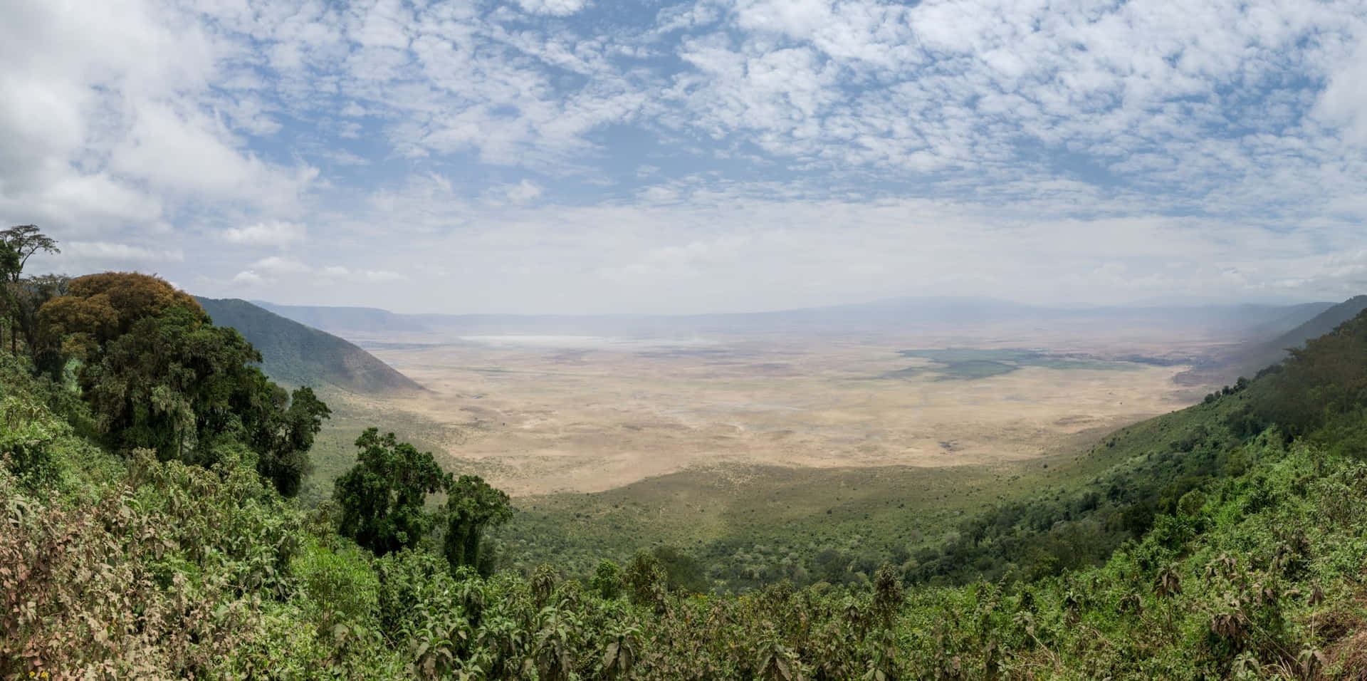 Tanzania Large Volcanic Caldera Ngorongoro Crater Scenery Background