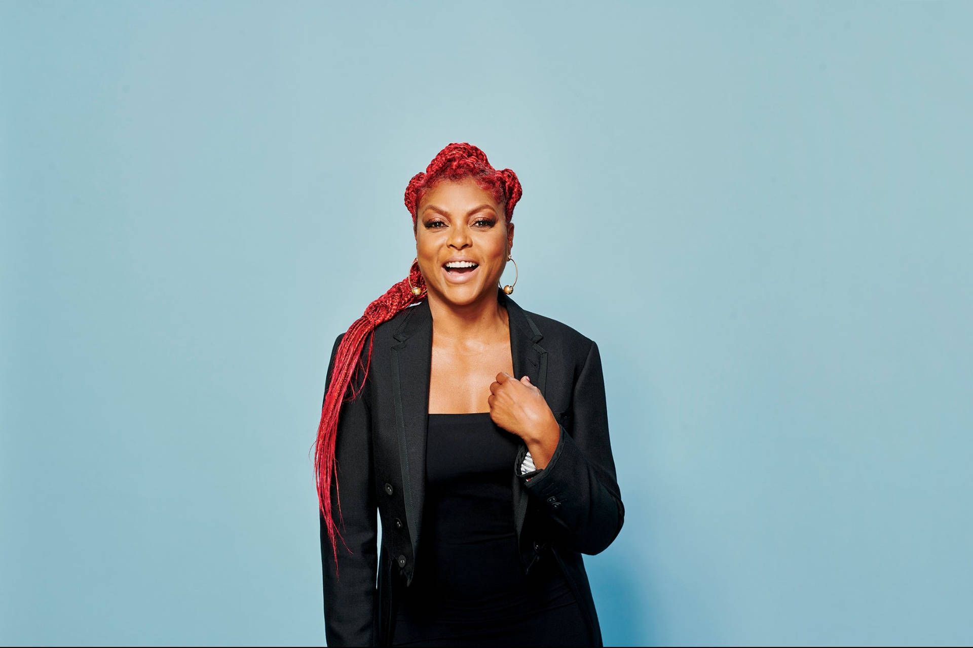 Taraji P. Henson Braided Red Hair Background