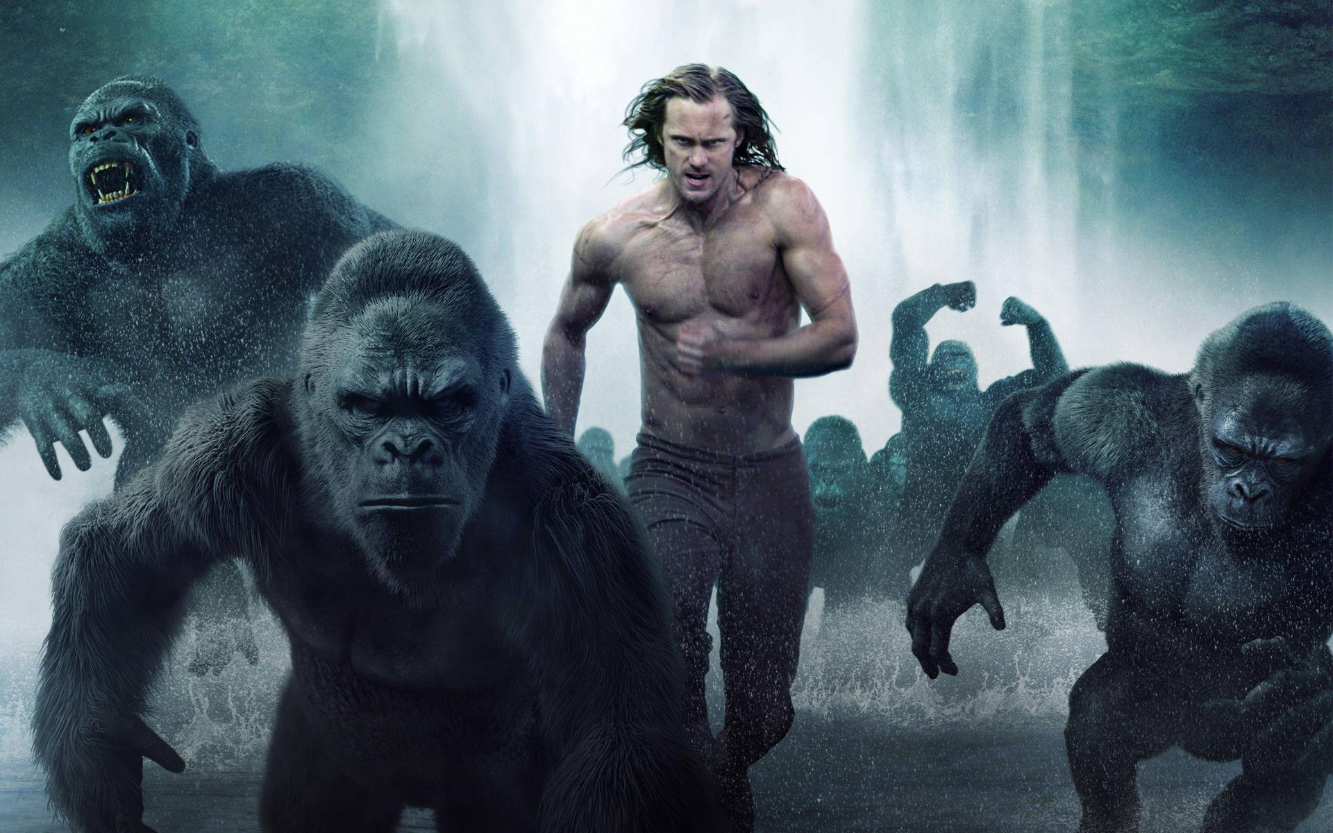 Tarzan Running Away With Gorillas Background