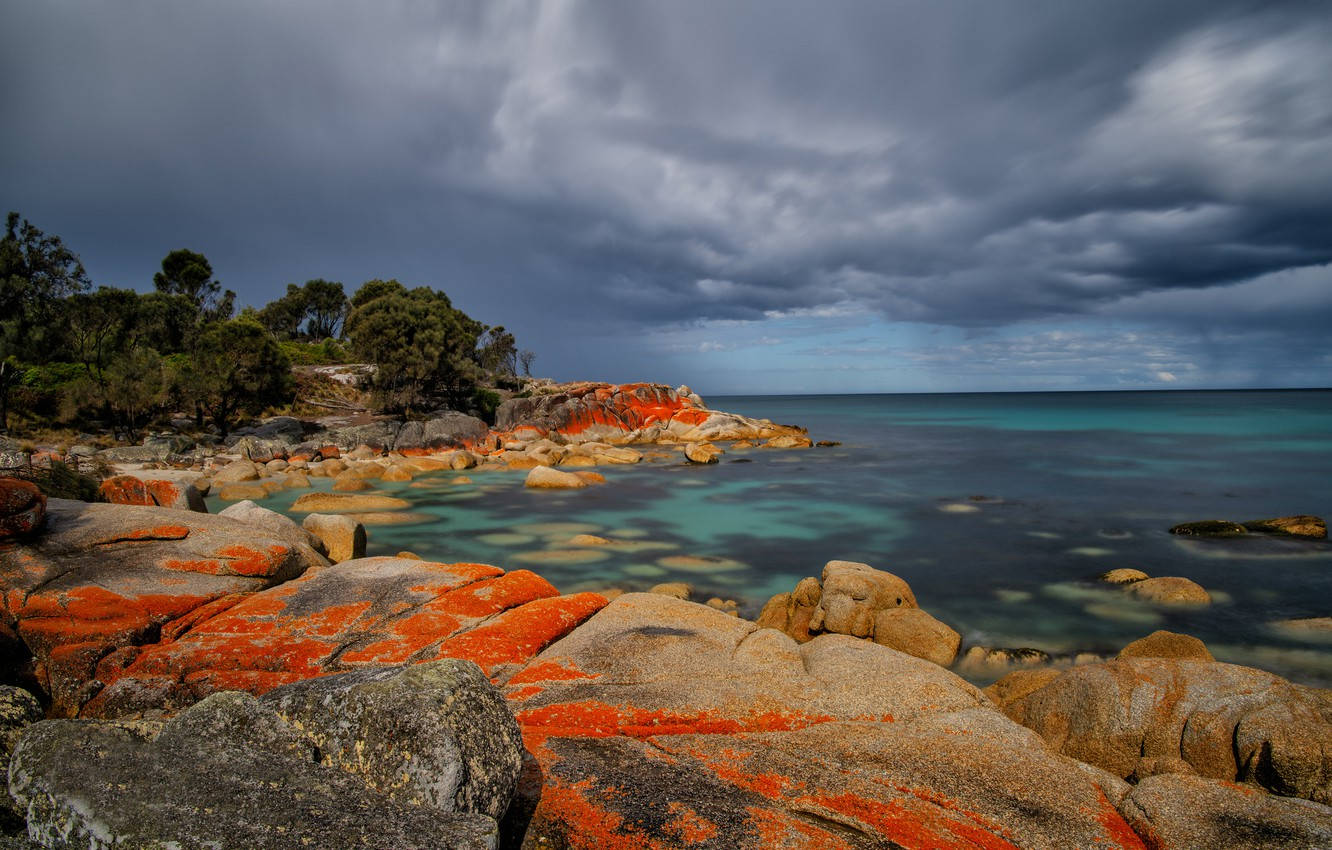 Tasmania Colored Red Rocks Background